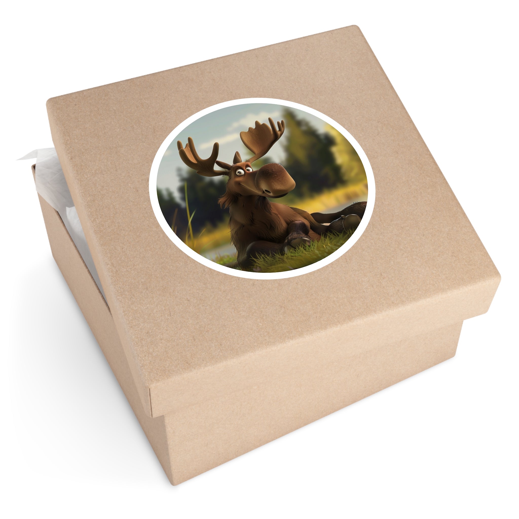Cartoon Moose, Cute Animated Animal Sticker, Fun Nature Design, Kids Gift