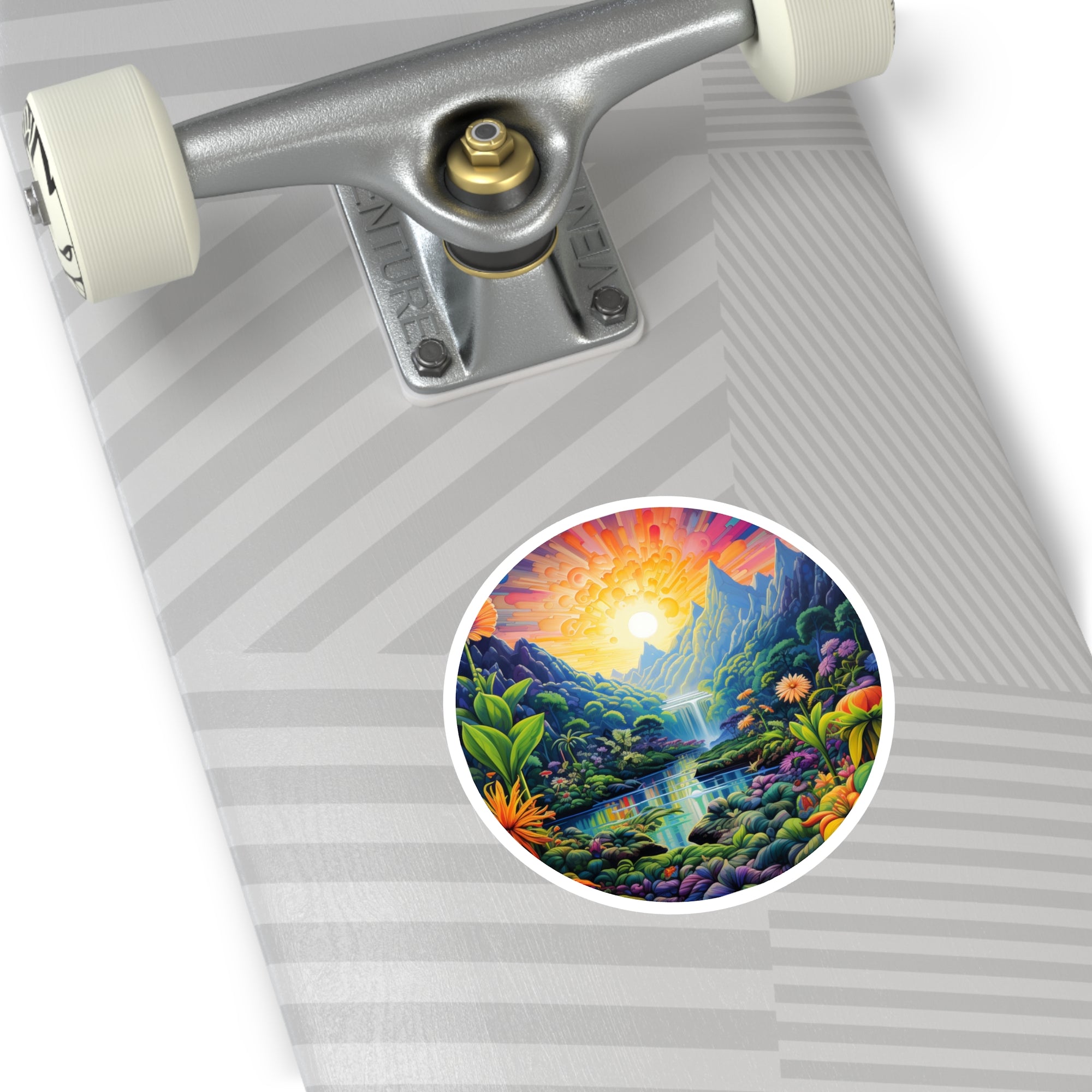 Cannabis Grove in Mountain Valley, Nature Sticker, Scenic Art, Outdoor Design