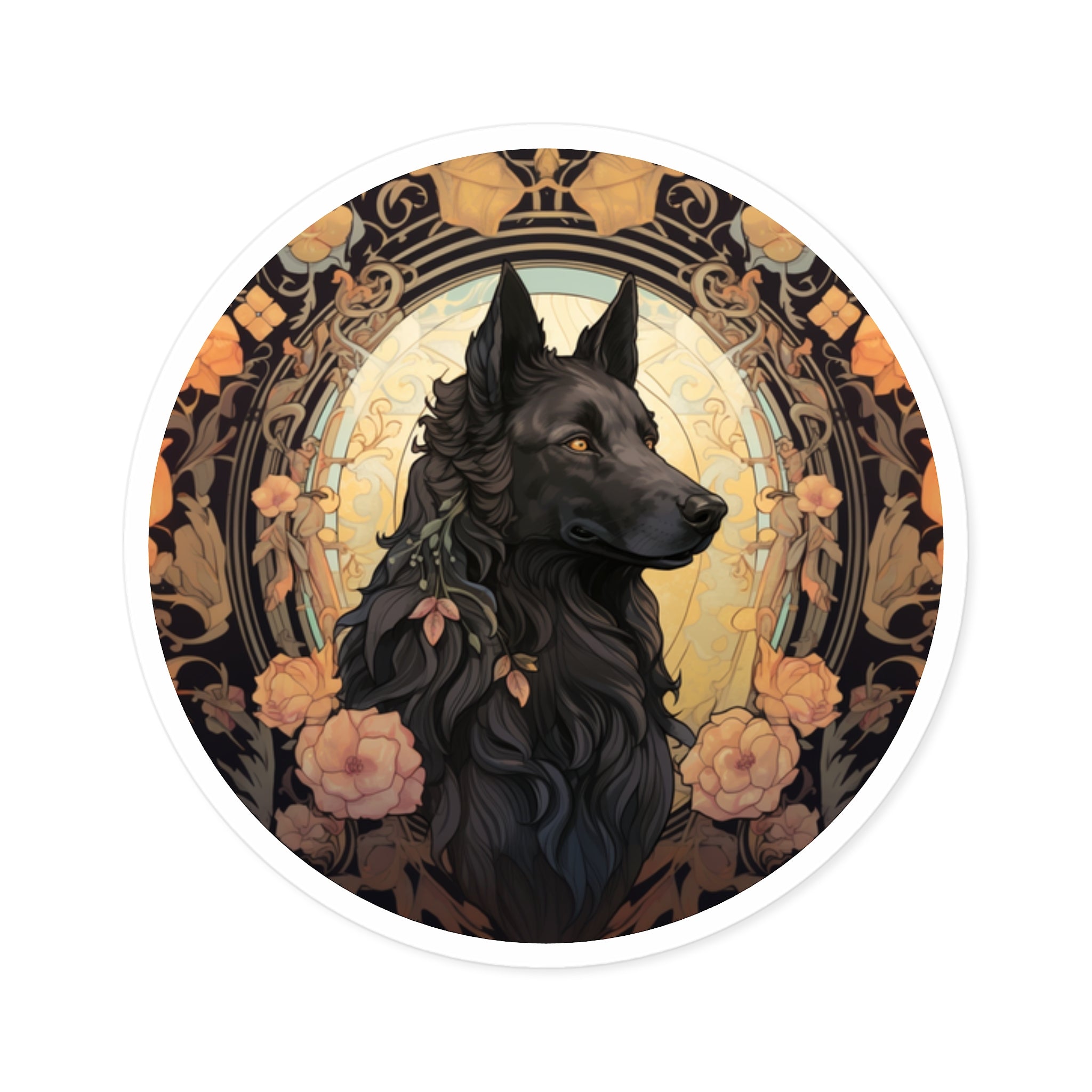 Belgian Sheepdog, Art Nouveau Sticker, Laptop Decal, Gift for Dog Lovers