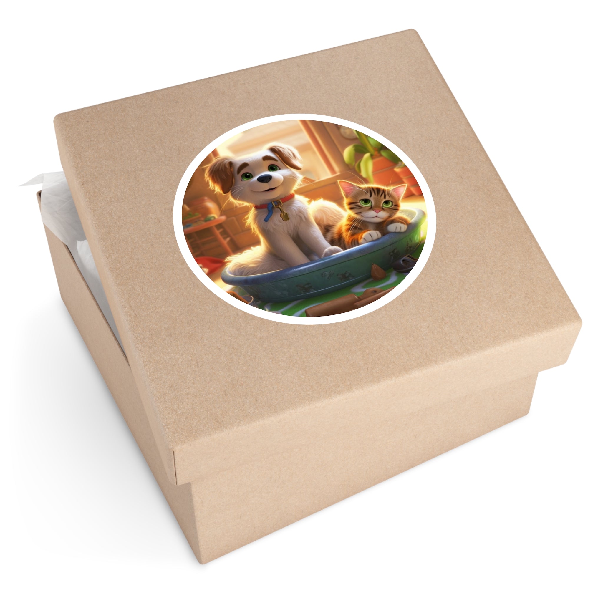 Cat and Dog, Spa Day Sticker, Laptop Decal, Gift for Pet Lovers