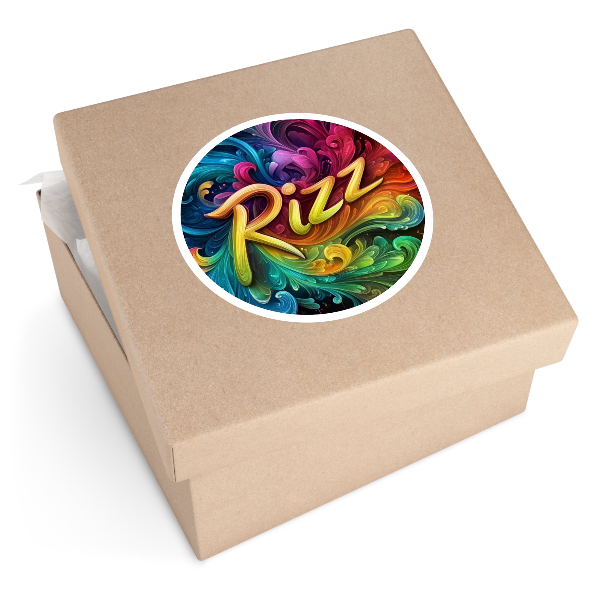 Rizz Sticker, Bold Rainbow Text, Trendy Slang Art, Fun Gift