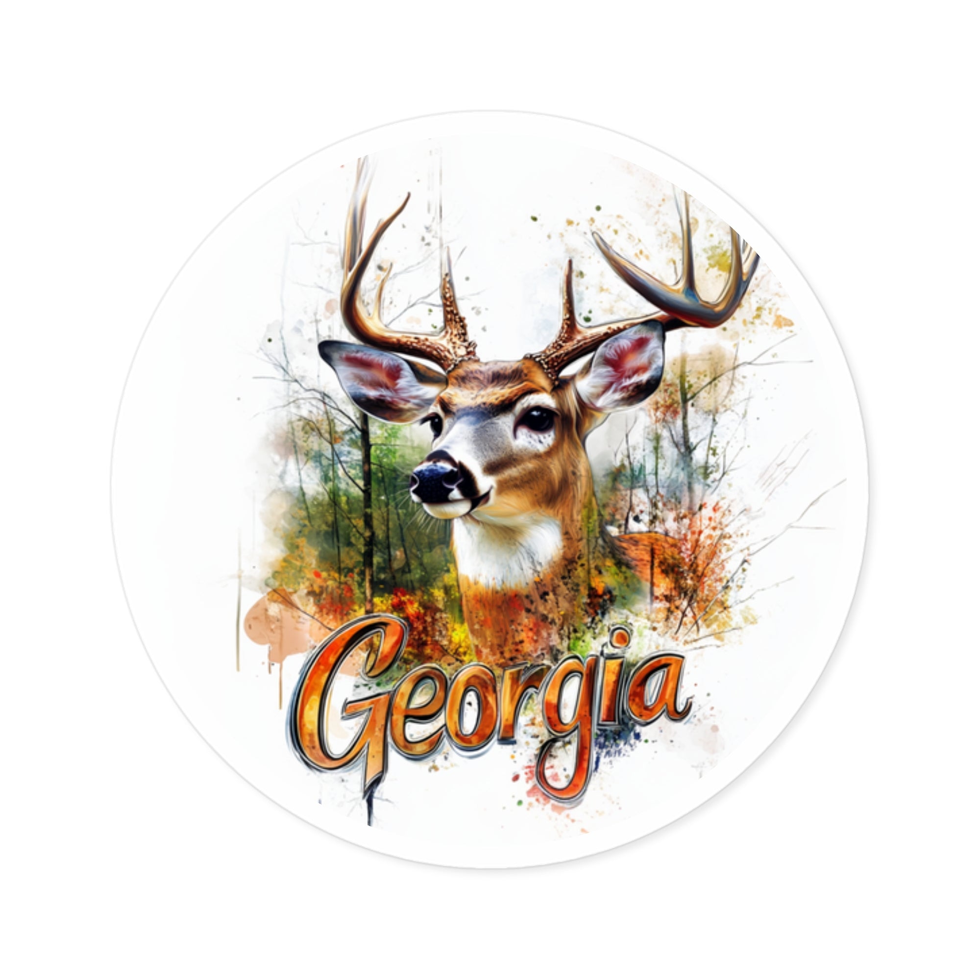 Georgia Deer Sticker, State Wildlife Design, Woodland Buck Art, Nature Collector Piece