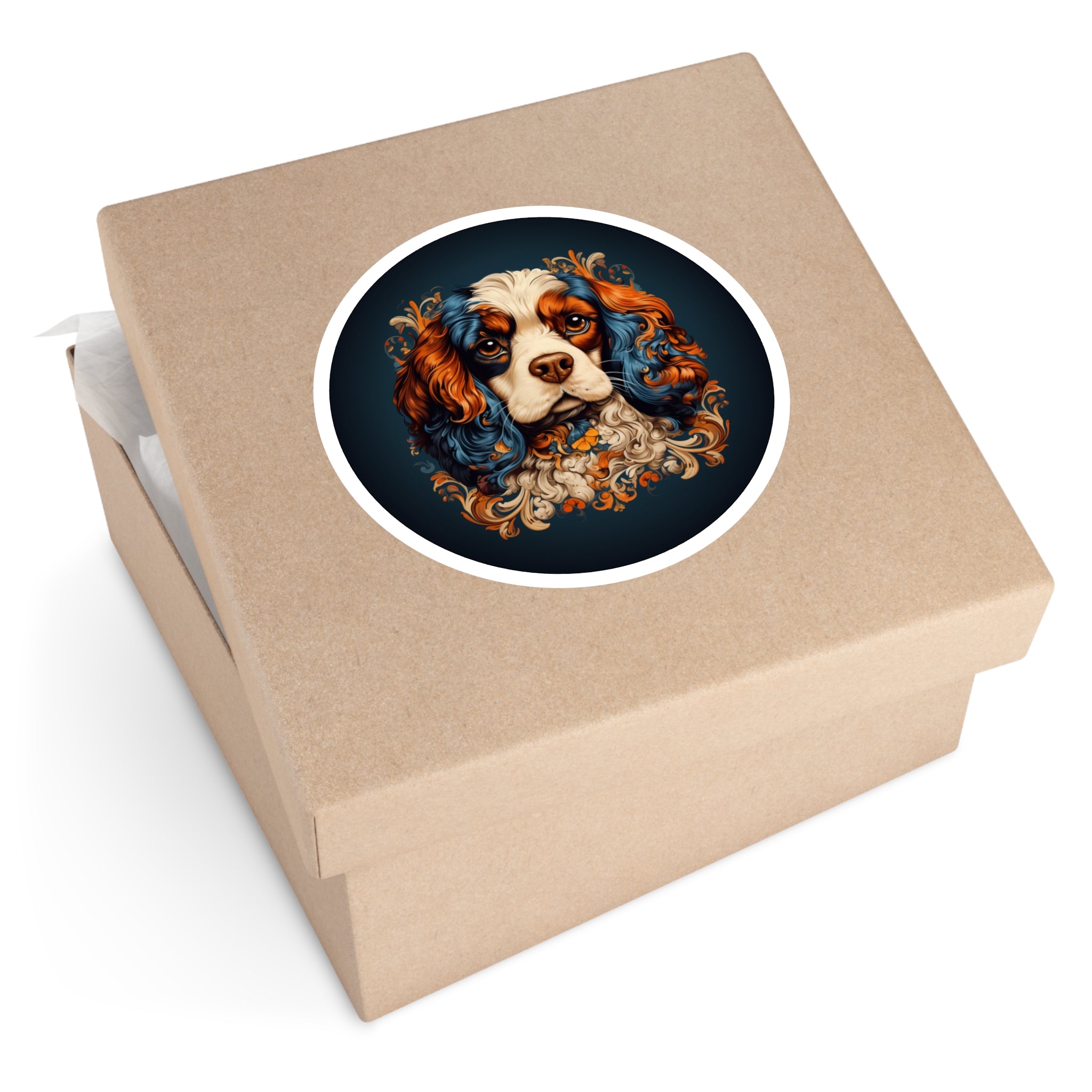 Cavalier King Charles Spaniel, Guilloche Sticker, Laptop Decal, Gift for Dog Lovers