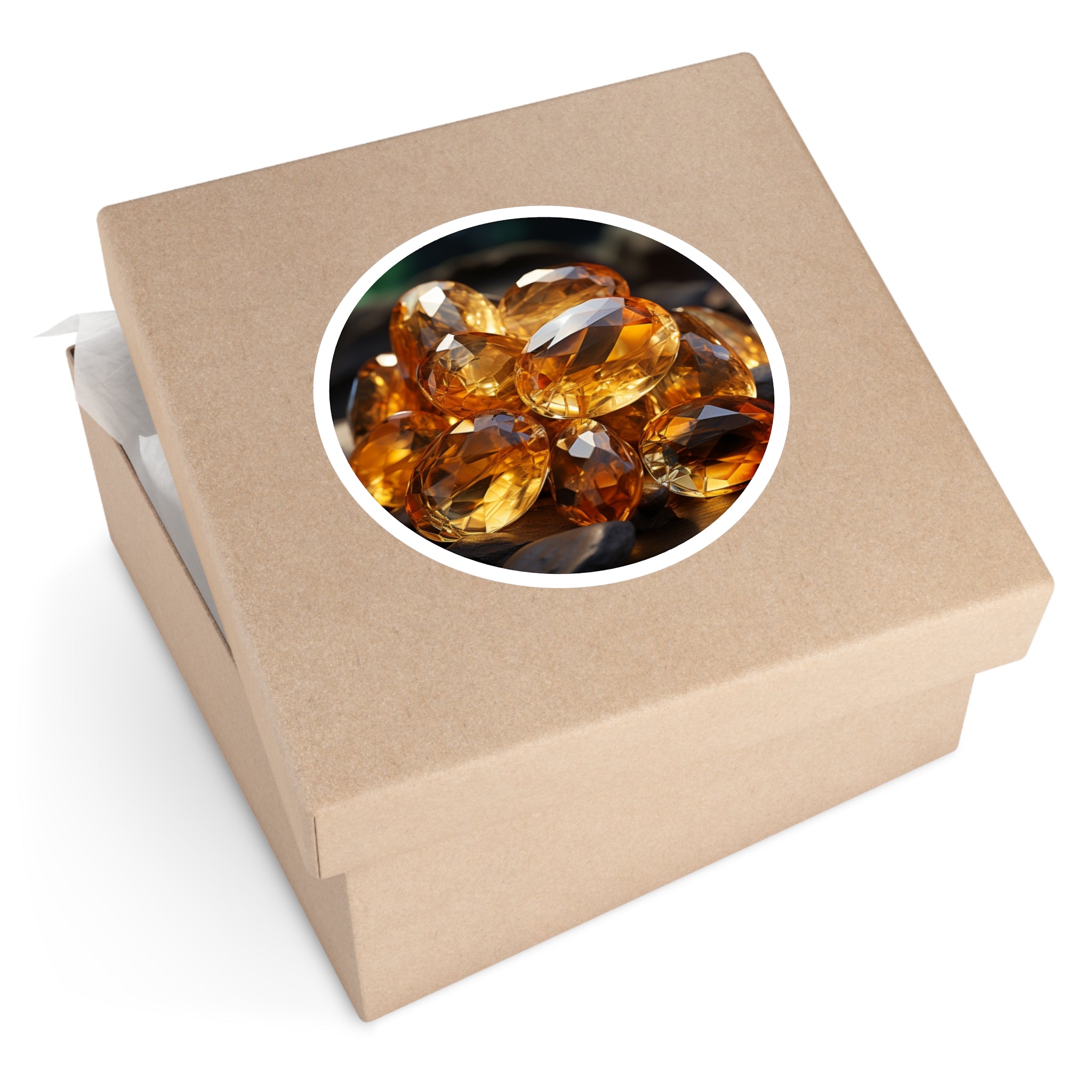 Citrine Crystals, Golden Gemstone Sticker, Positive Energy Design, Boho Art