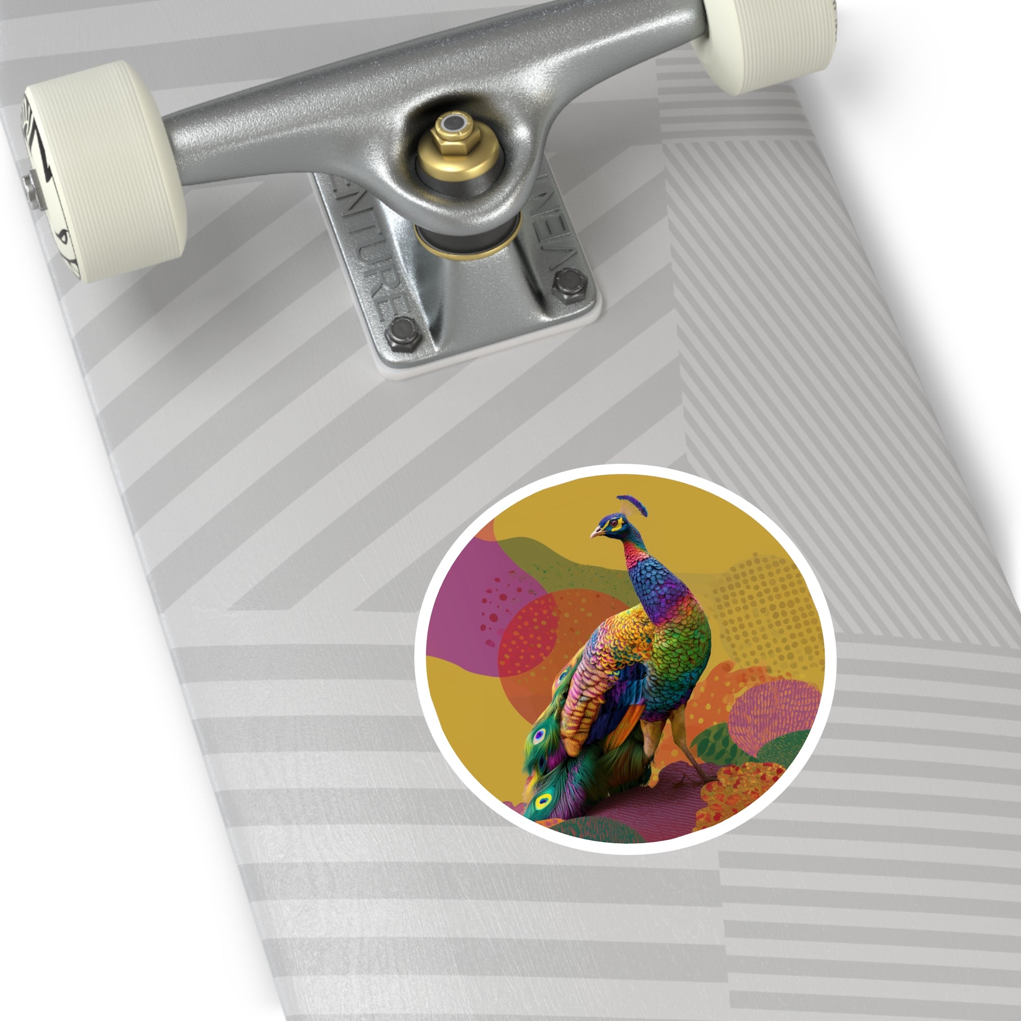 Pop Art Peacock, Colorful Vinyl Sticker, Modern Bird Design, Laptop or Bottle Decor