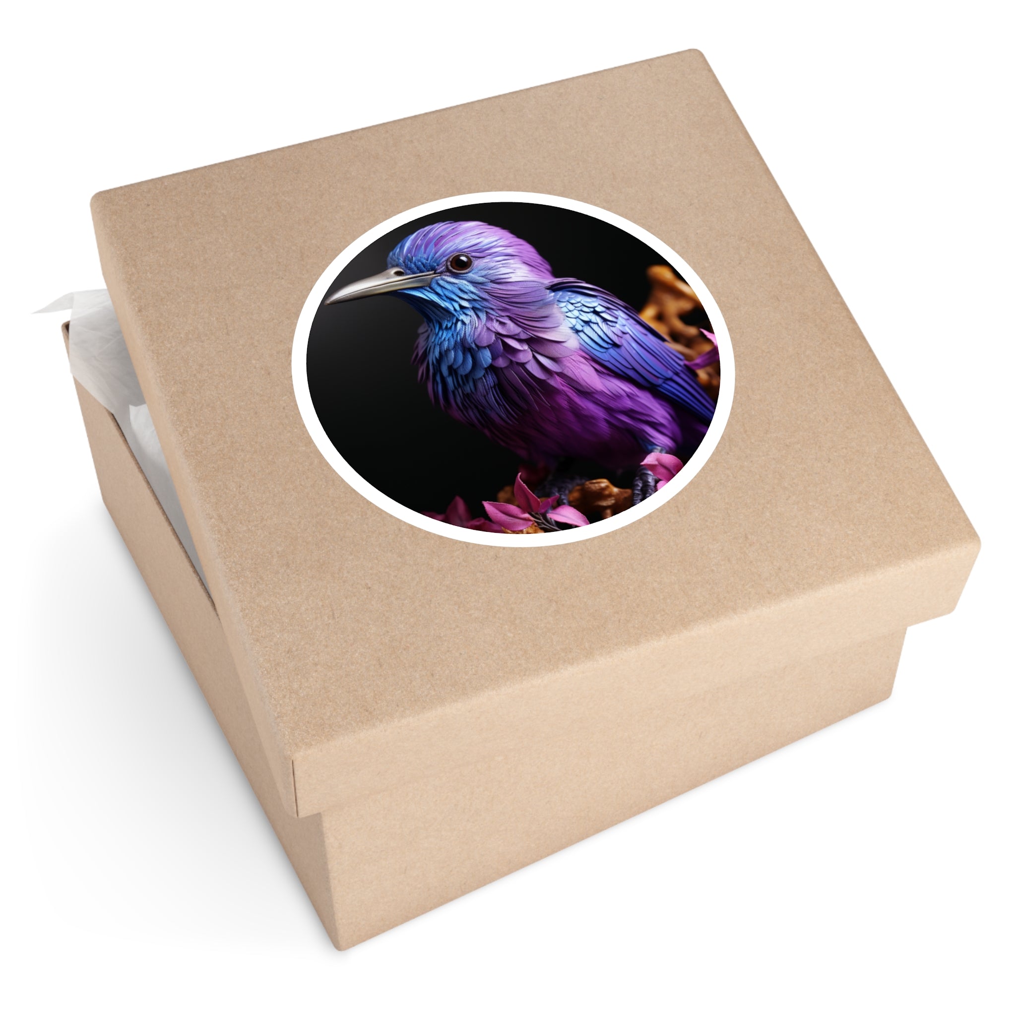 purple honeycreeper sticker, vibrant bird art, laptop decor, nature lover gift
