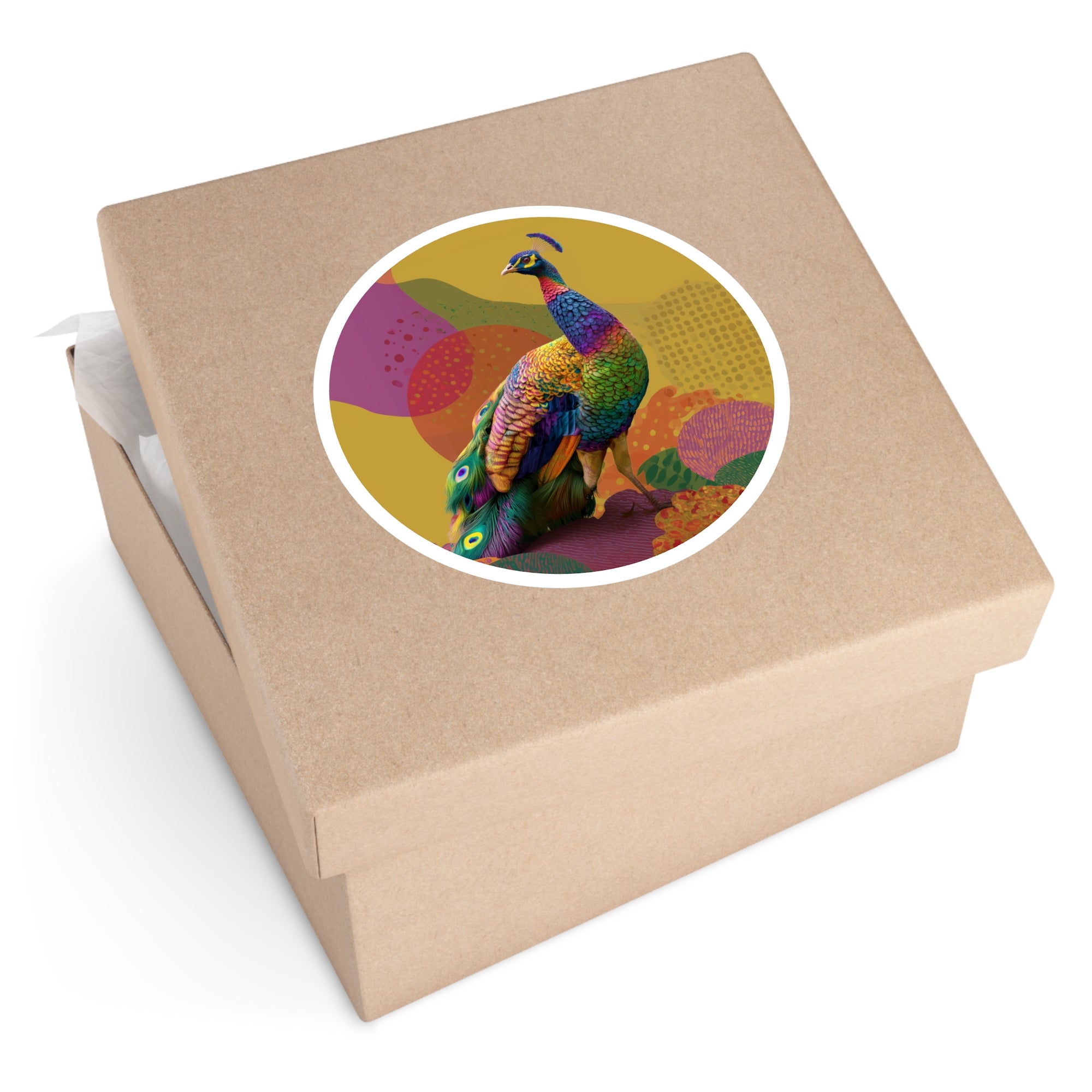 Pop Art Peacock, Colorful Vinyl Sticker, Modern Bird Design, Laptop or Bottle Decor
