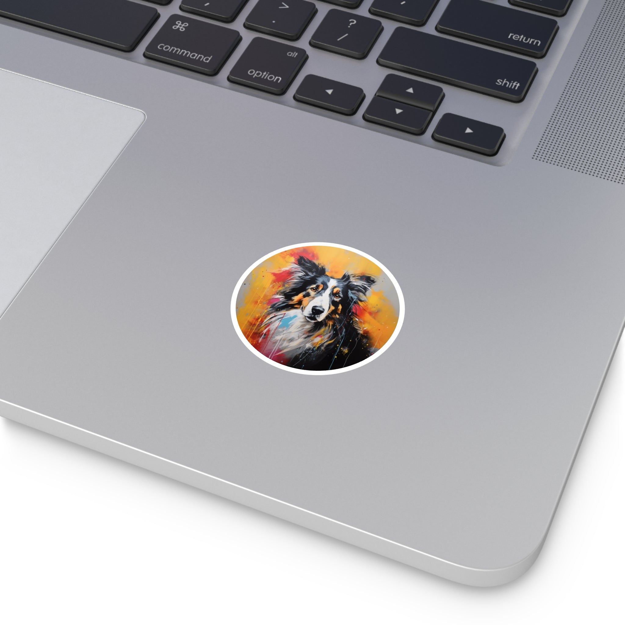Collie, Abstract Expressionism Sticker, Laptop Decal, Gift for Dog Lovers