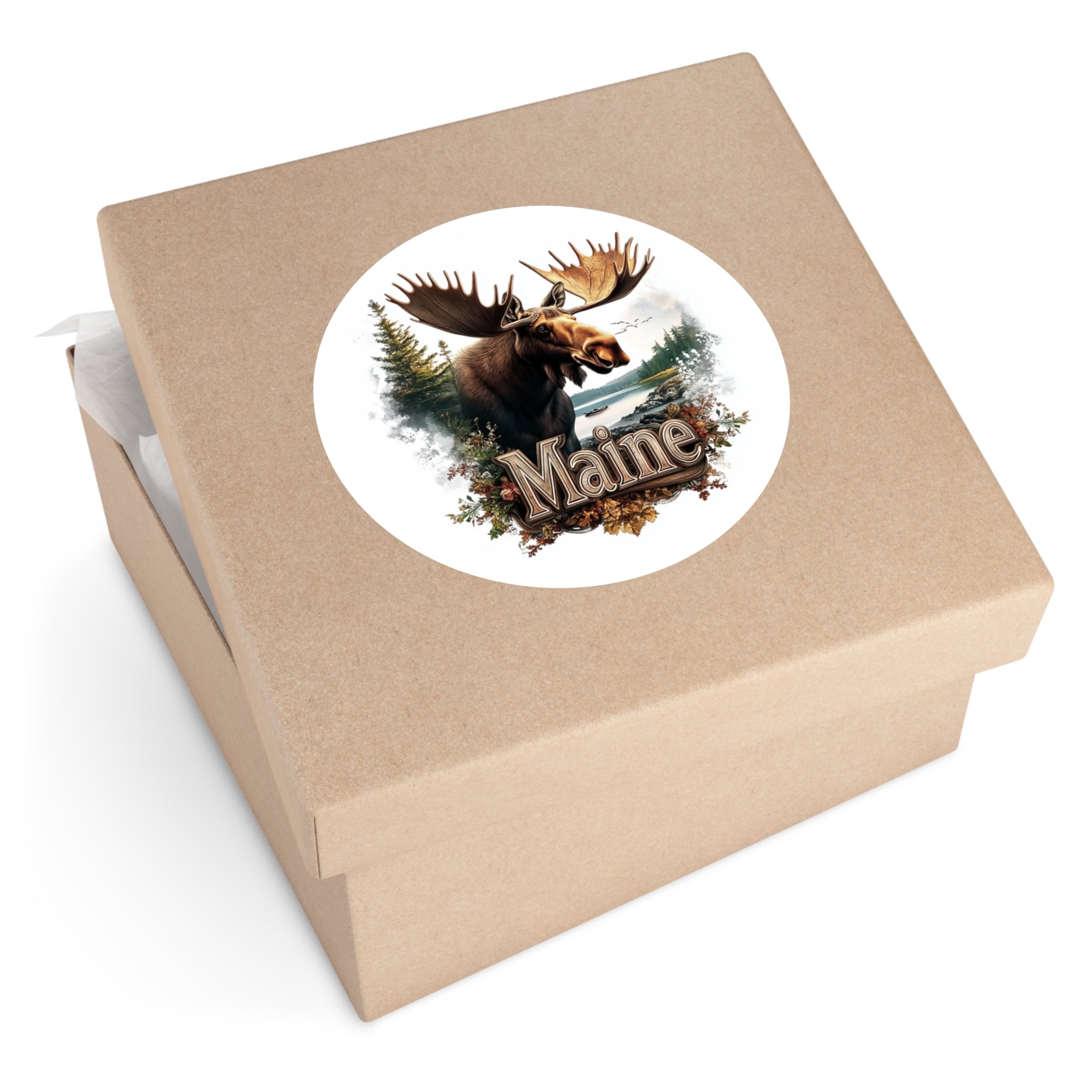 Maine Moose Head Sticker, Nature Art, Rustic State Design, Wildlife Theme