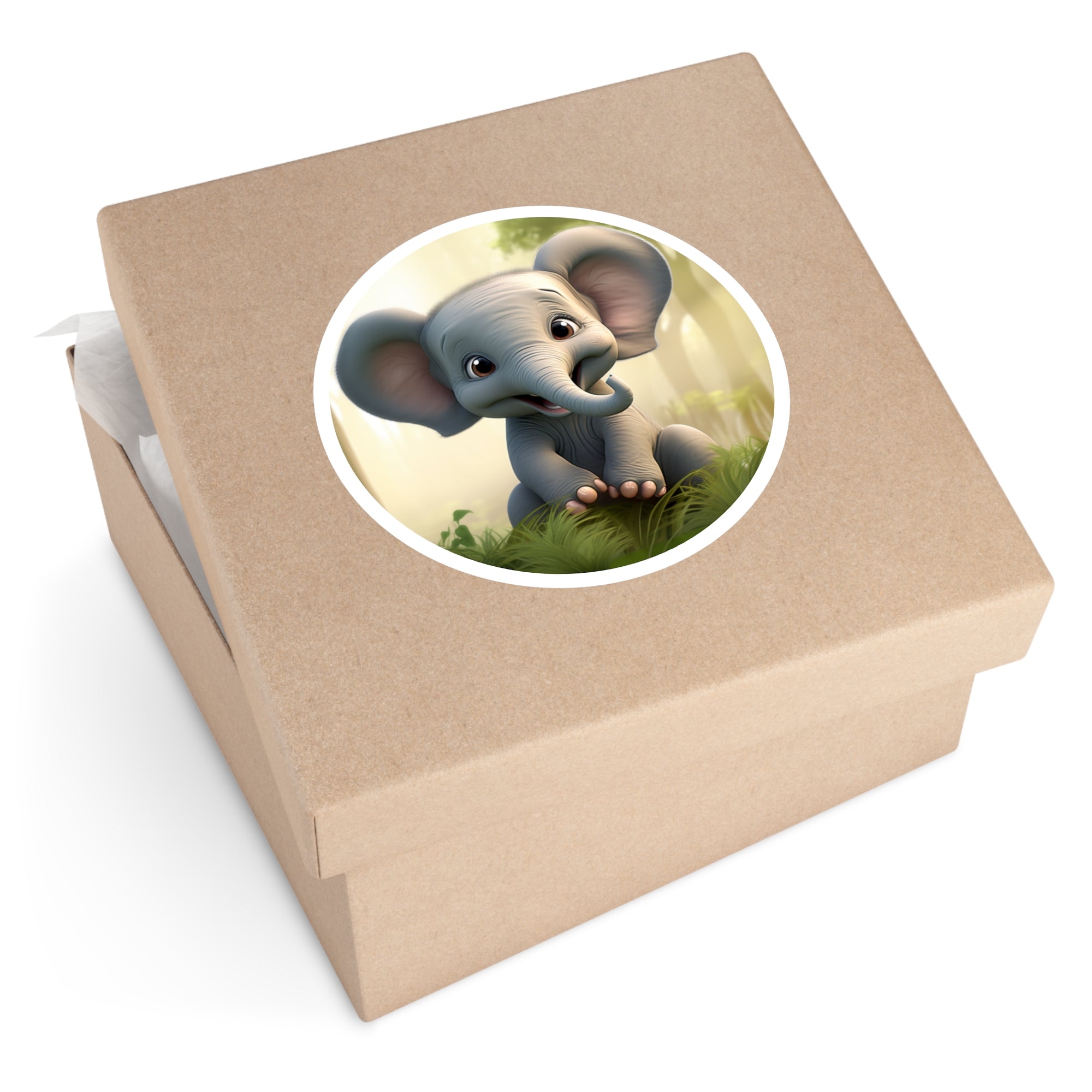Cute Baby Elephant Sticker, Adorable Animal Art, Happy Jungle Design, Kids Gift