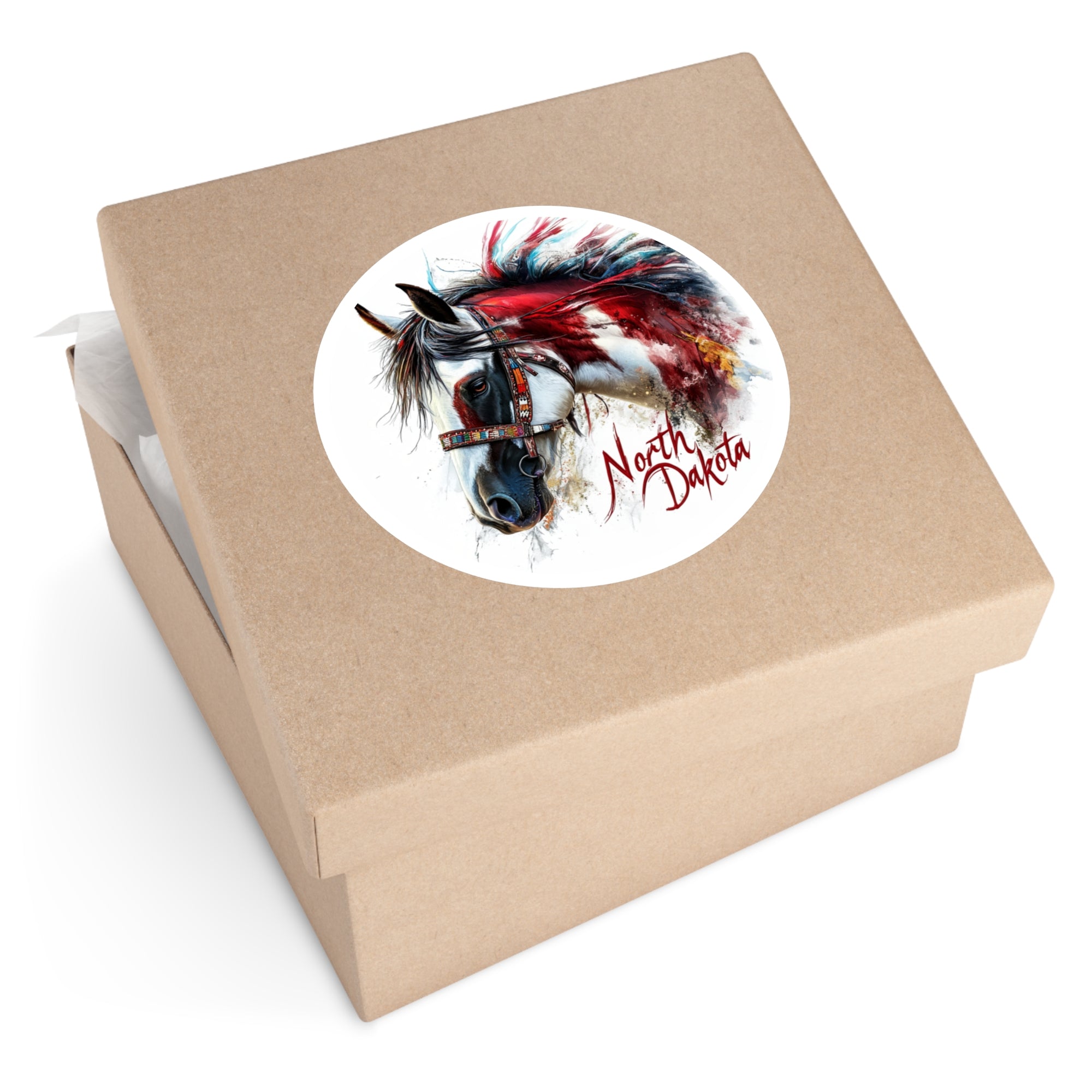 North Dakota Horse Sticker, State Animal Art, Western Design, Wild Spirit