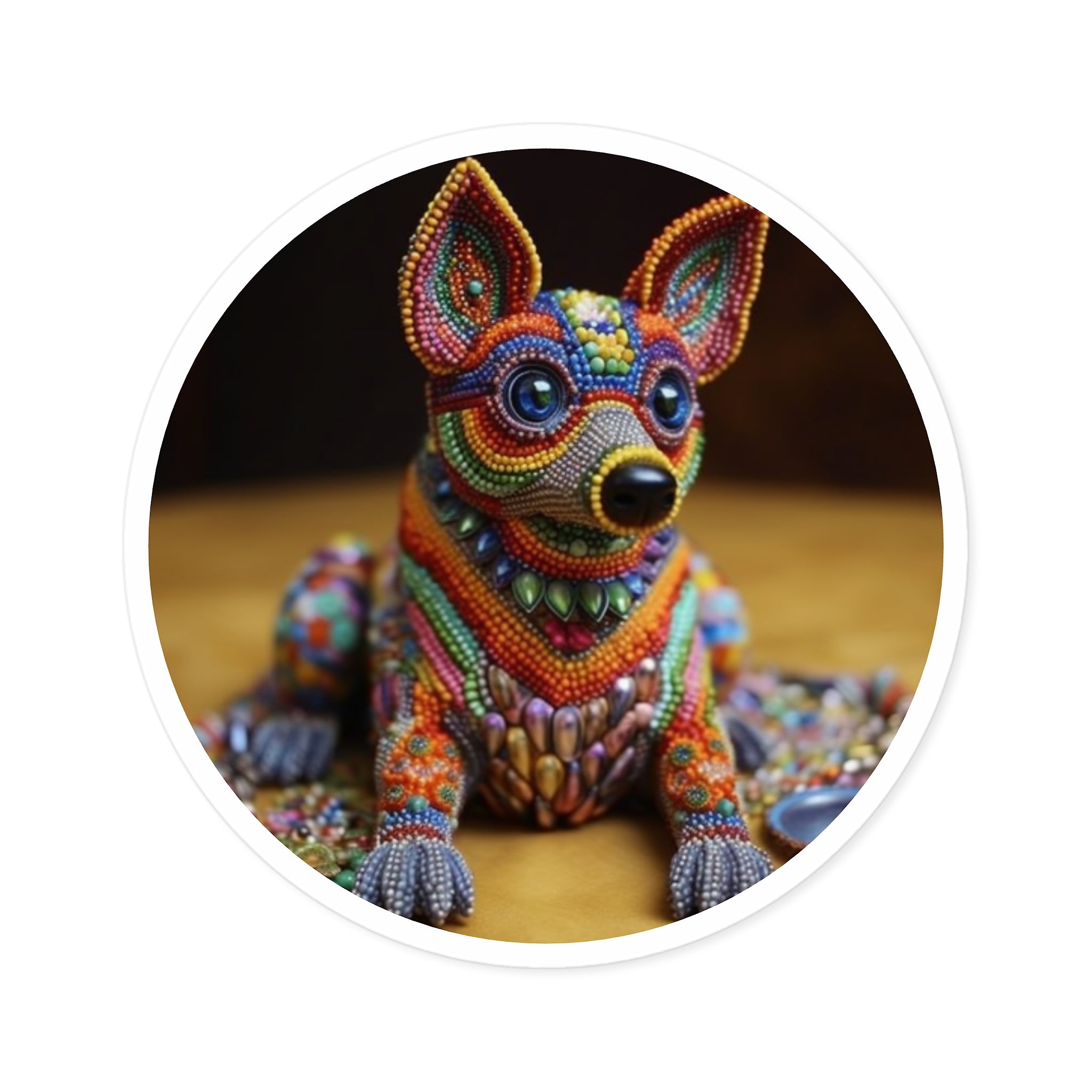 Beaded Chihuahua Sticker, Colorful Craft Dog Design, Mosaic Pet Art