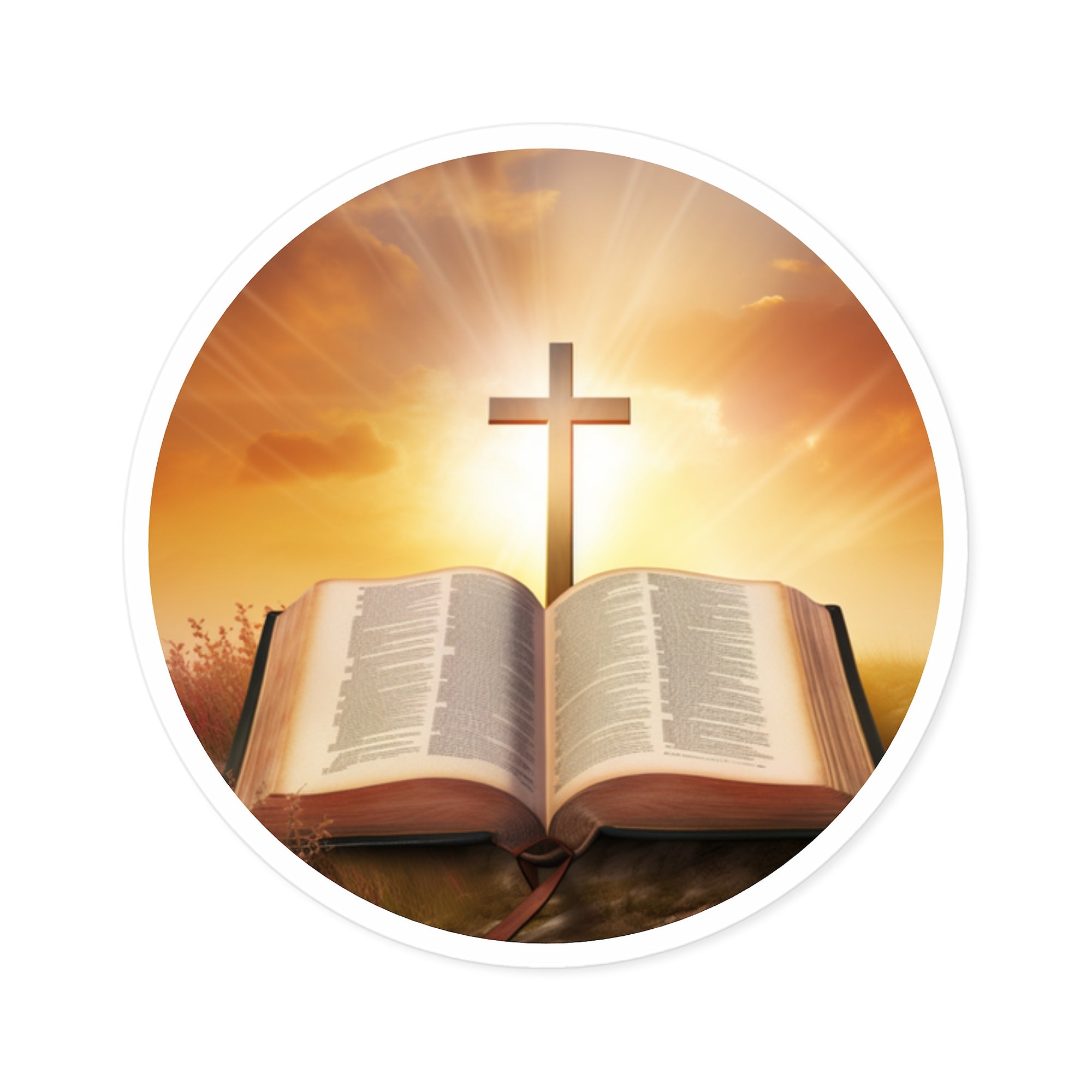 Bible and Cross, Faith Art Sticker, Journal Decor, Inspirational Gift
