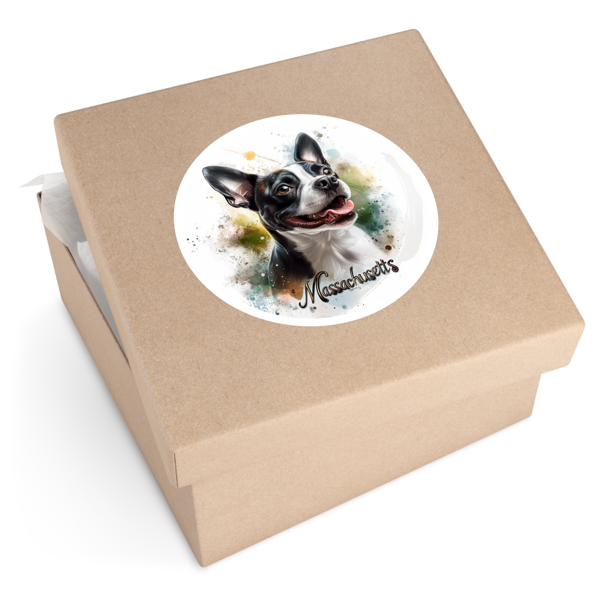 Massachusetts Boston Terrier, State Dog Sticker, Pet Art, Playful Design