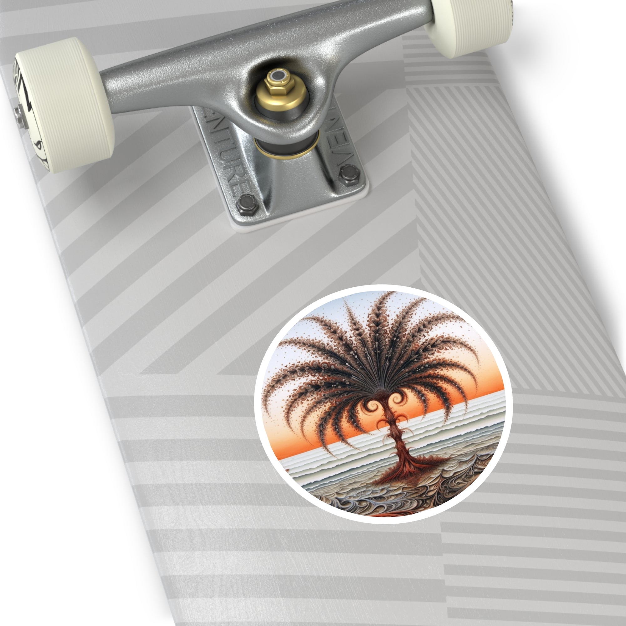 Beach Palm Tree Sticker, Relaxing Art Style, Travel Decor