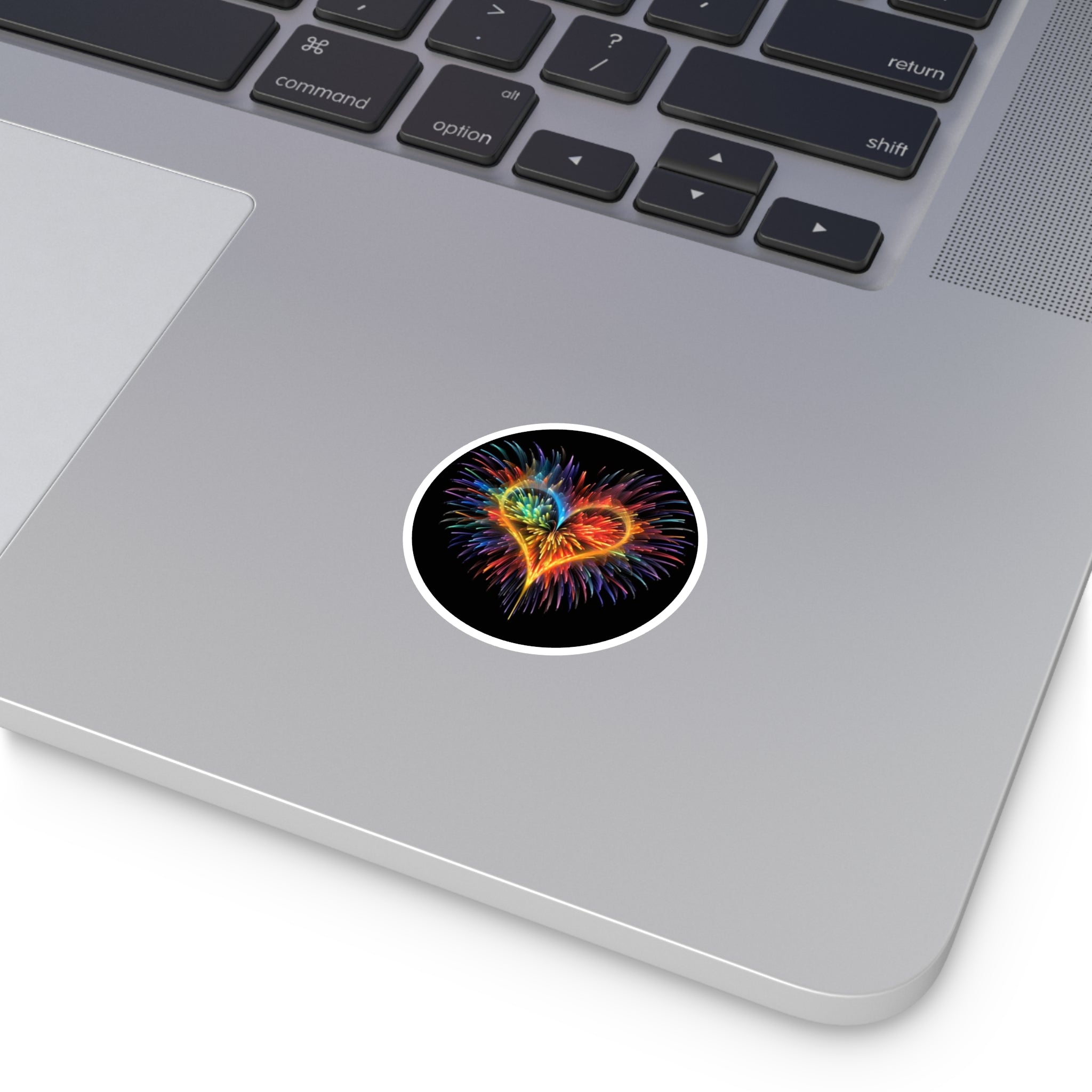 Rainbow Heart, Firework Sticker, Laptop Decal, Gift for Art Lovers