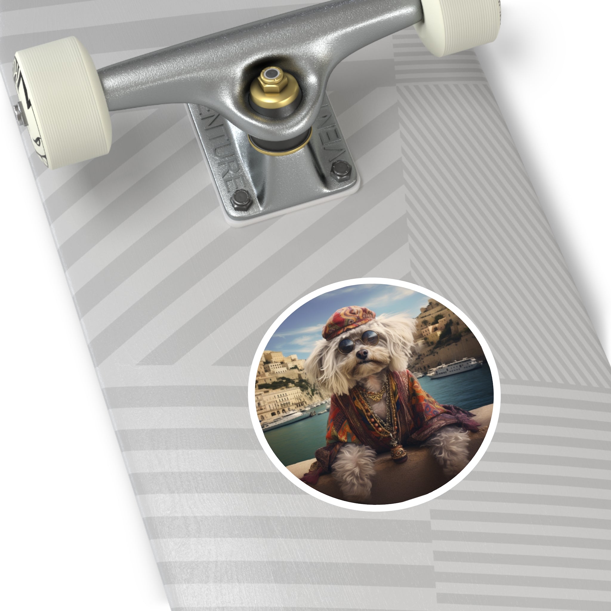 Bohemian Maltese Dog Sticker, Hippie Pup Art, Travel Design, Fun Style