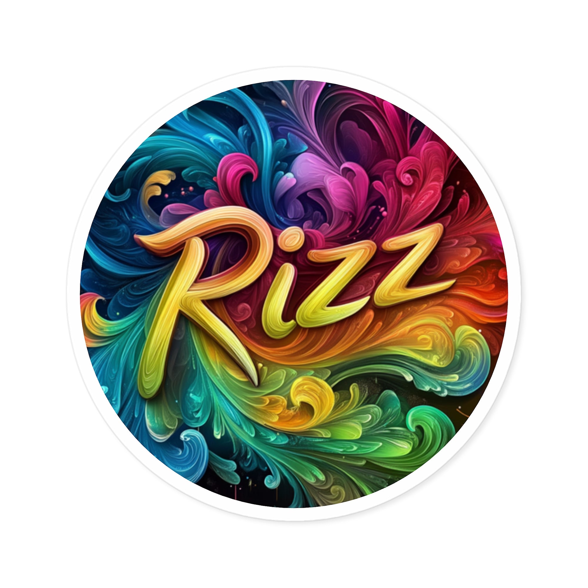 Rizz Sticker, Bold Rainbow Text, Trendy Slang Art, Fun Gift