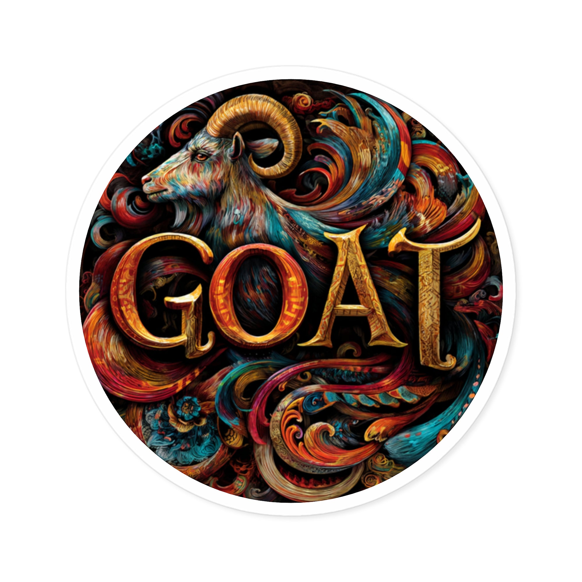 Colorful GOAT, Artistic Typography Sticker, Vibrant Design, Inspiring Art