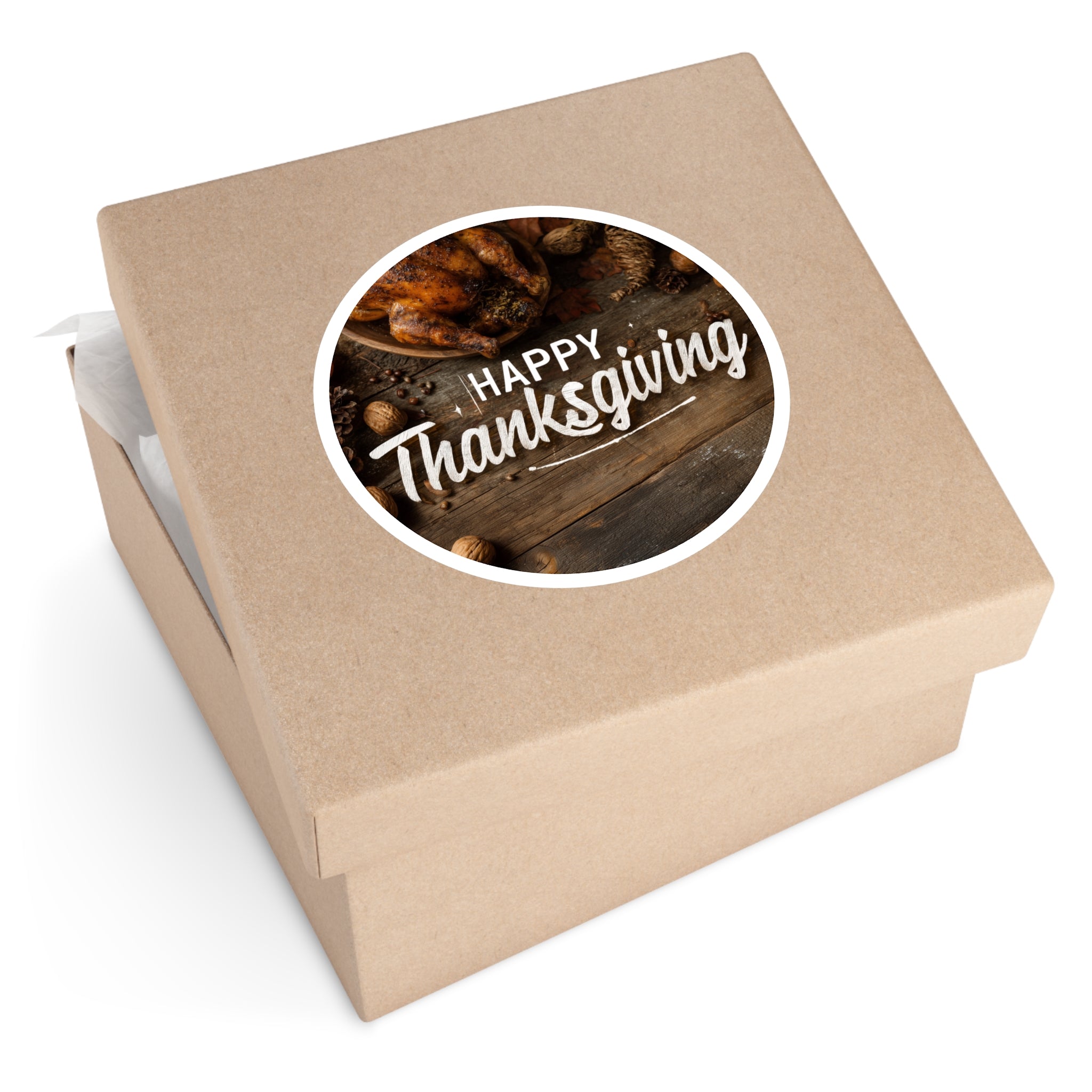 Happy Thanksgiving Sticker, Rustic Feast Art, Cozy Autumn Design, Holiday Gift