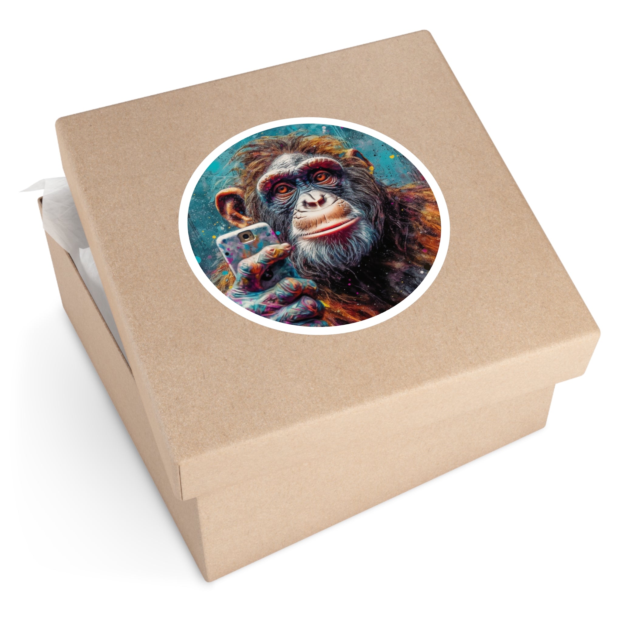 Selfie Monkey Sticker, Funny Animal Art, Street Style, Colorful Design