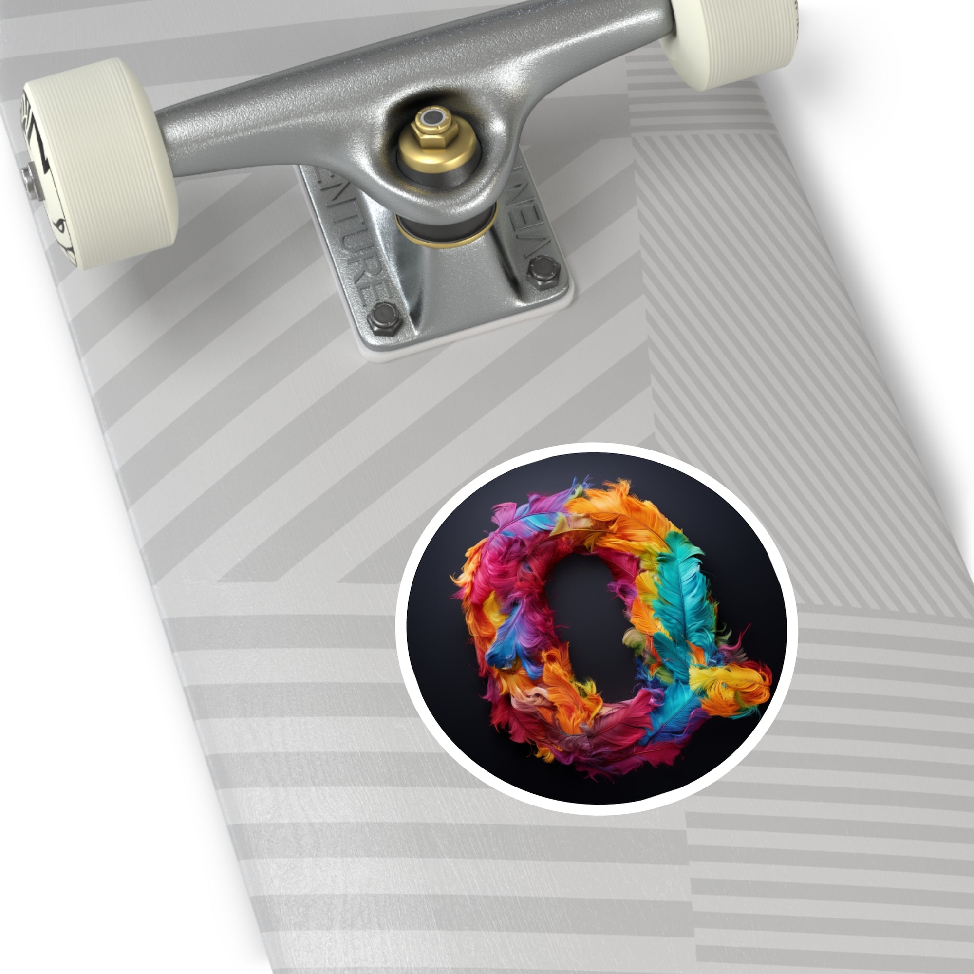 Letter Q Tie-Dye Design, Rainbow Color Sticker, Fun Gift