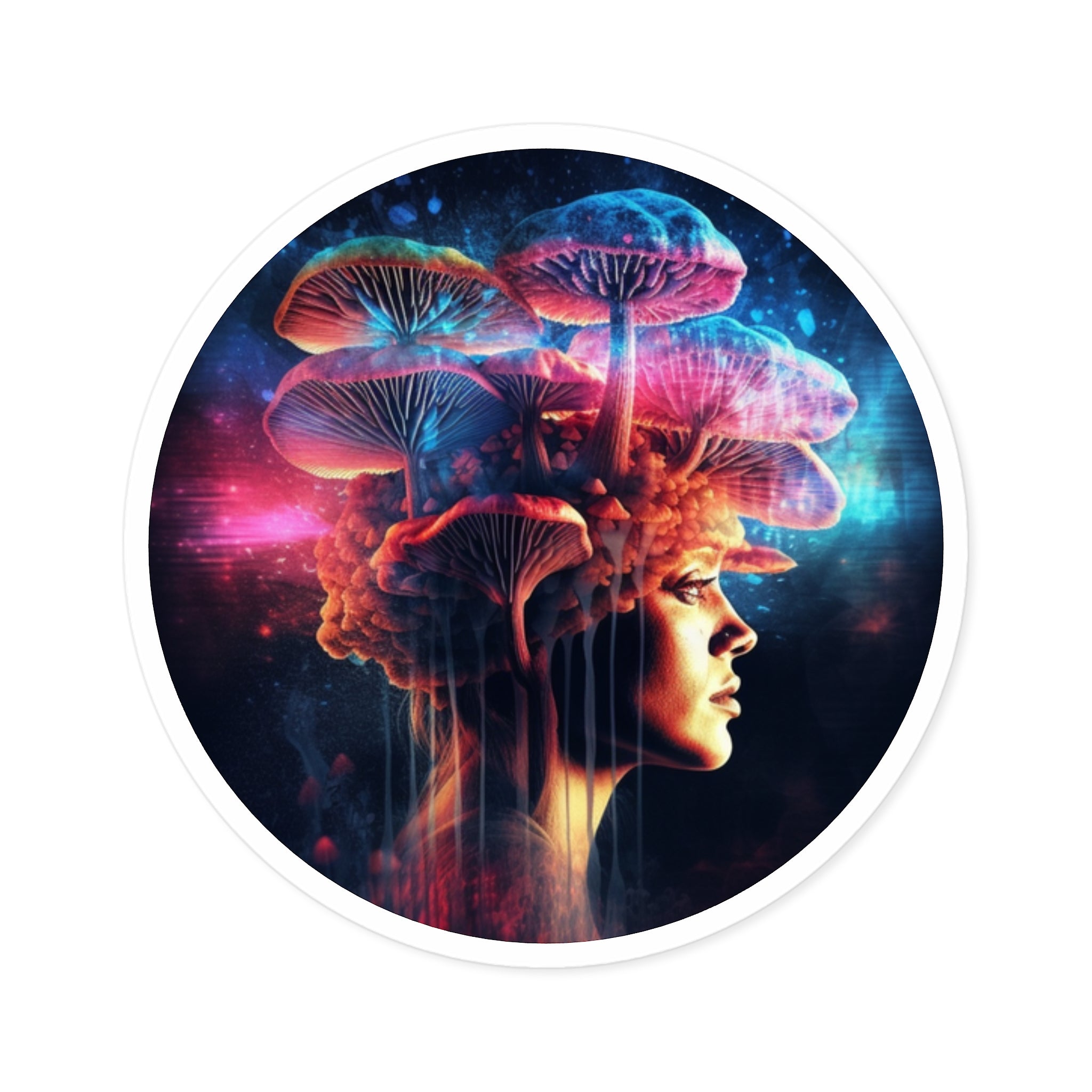 Mushroom Mind Sticker, Surreal Art, Psychedelic Design, Creative Gift