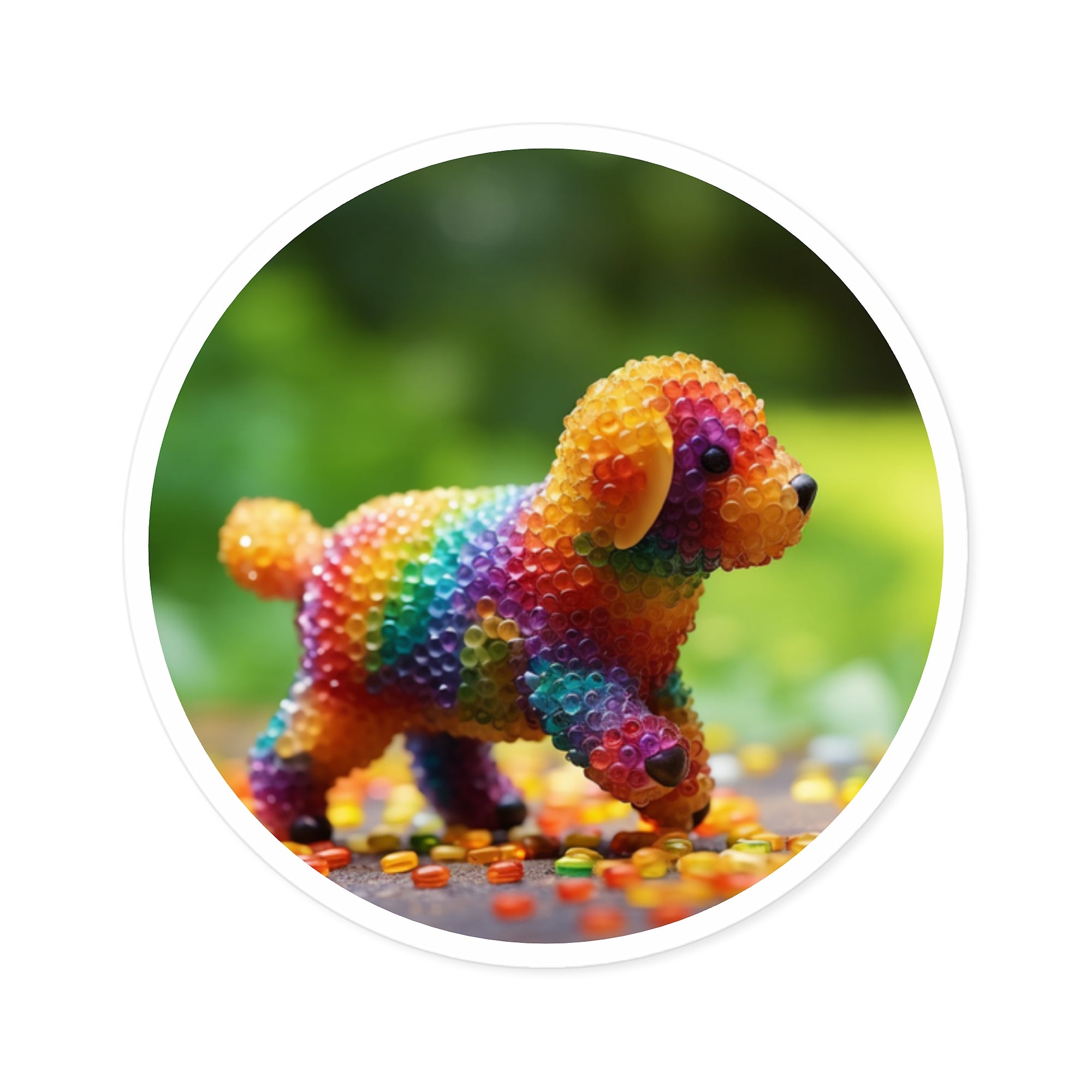 Rainbow Bead Dog Sticker, Colorful Pet Design, Fun Art, Playful Vibes