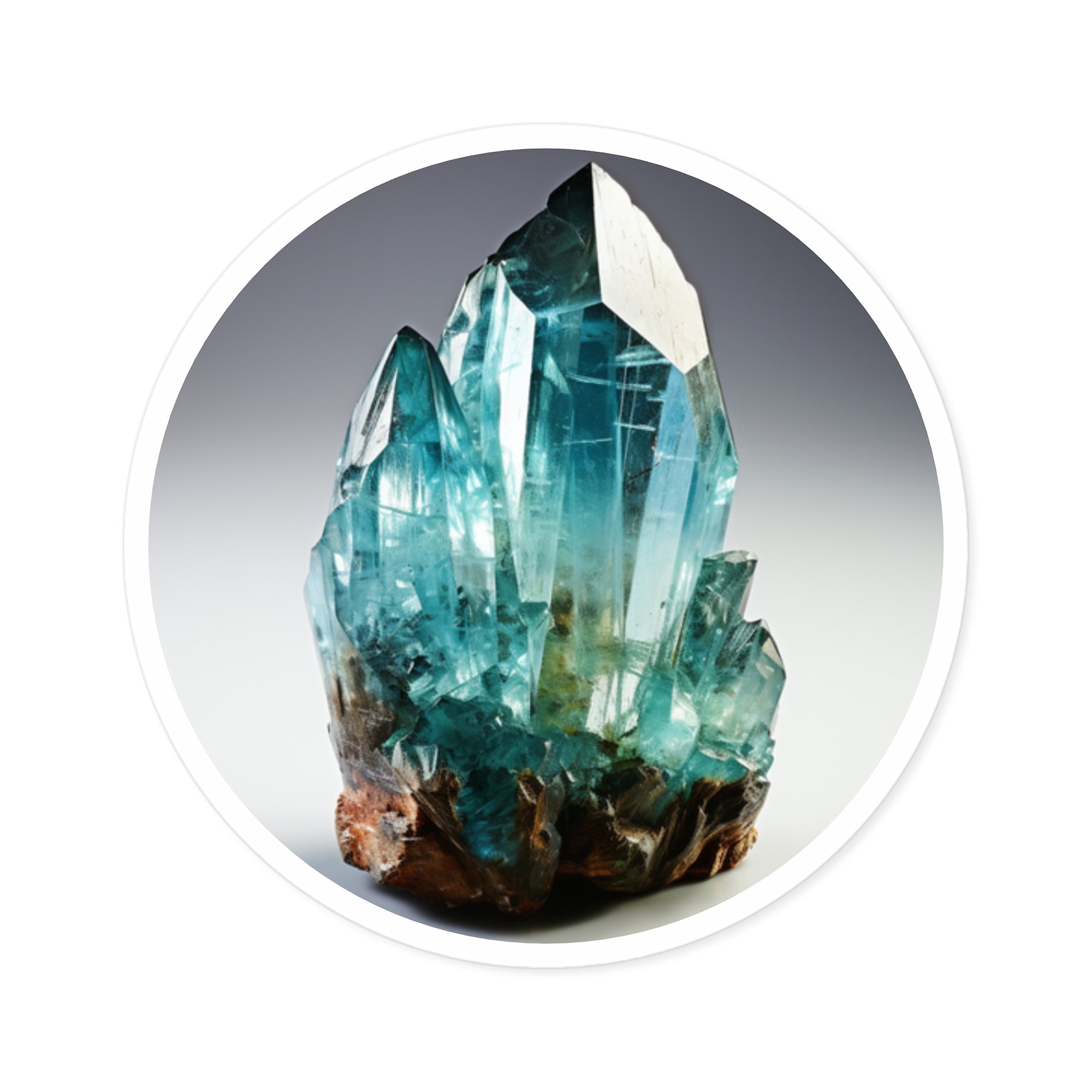 Aquamarine Crystal Point, Realistic Gemstone Sticker, Ocean Tones, Sea-Themed Gift