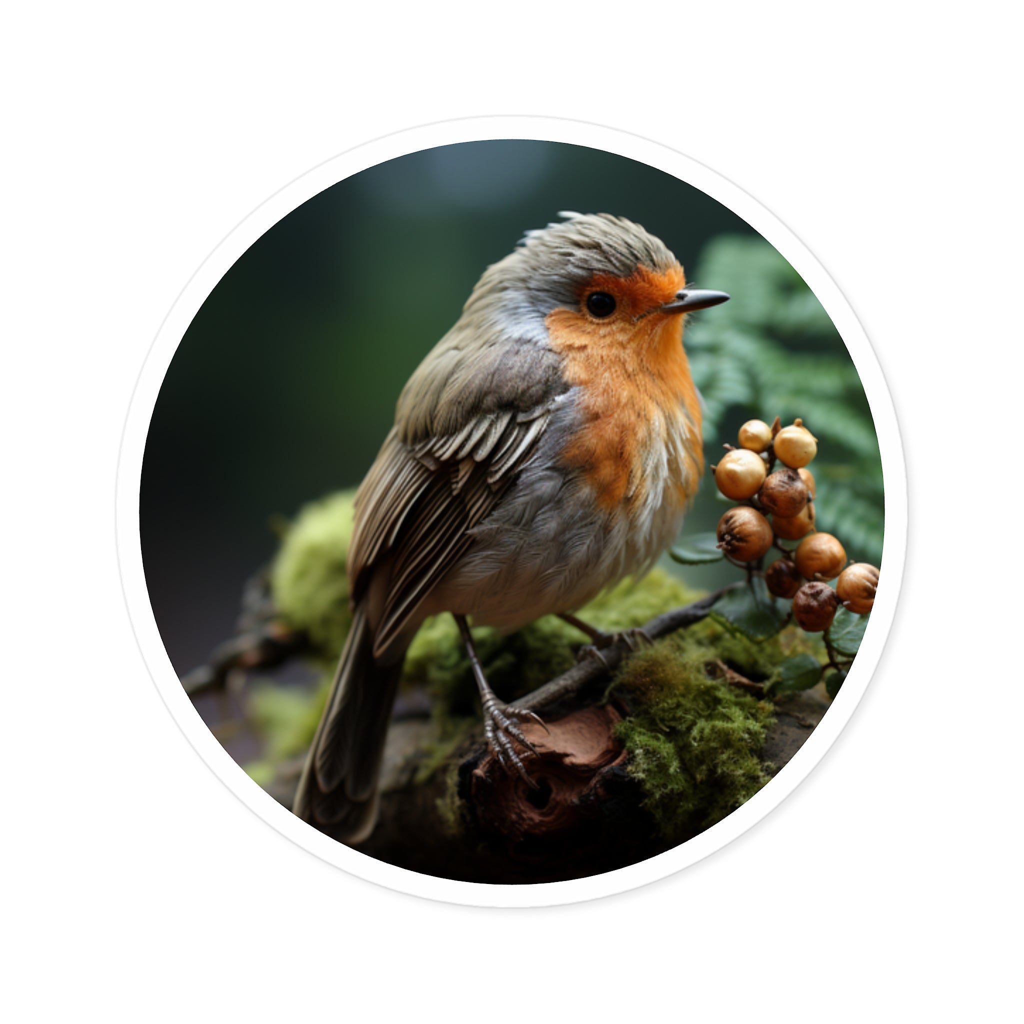 Robin Sticker, Realistic Bird Art, Nature Design, Gentle Woodland Aesthetic