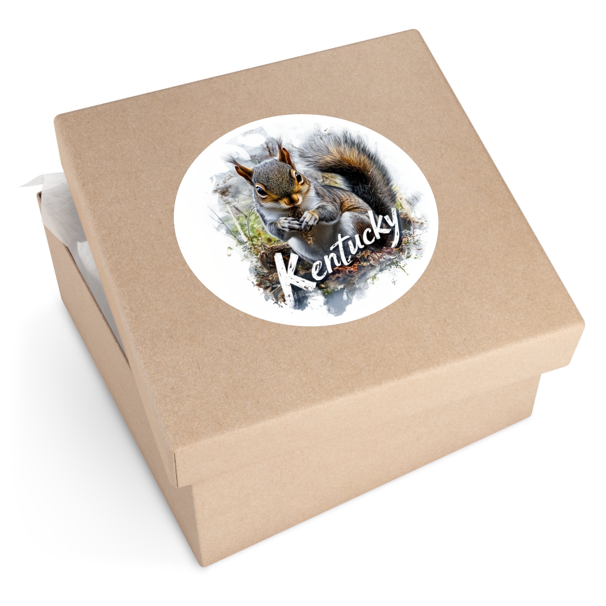 Kentucky Squirrel Autumn, Forest Scene Sticker, Water Bottle or Laptop, State Art