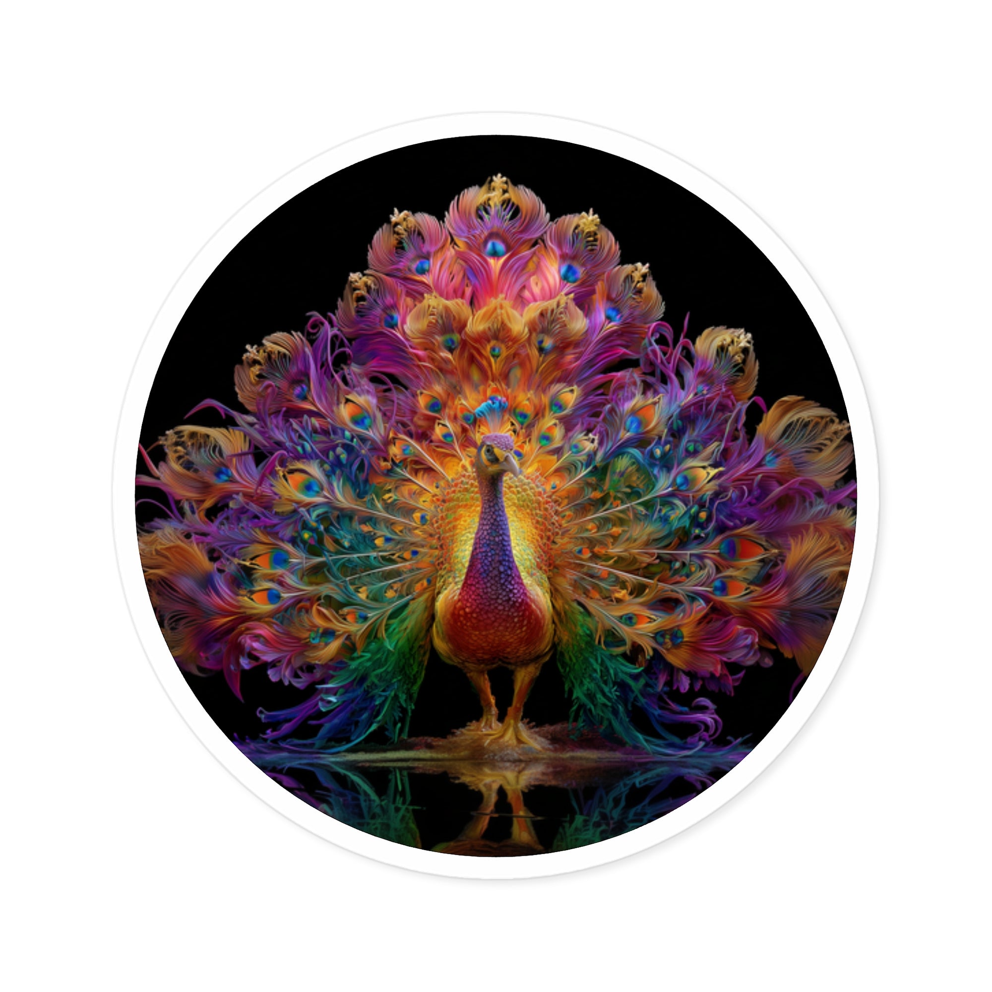 Feathered Peacock, Realistic Vinyl Sticker, Elegant Bird Design, Nature Art for Bottles or Laptops