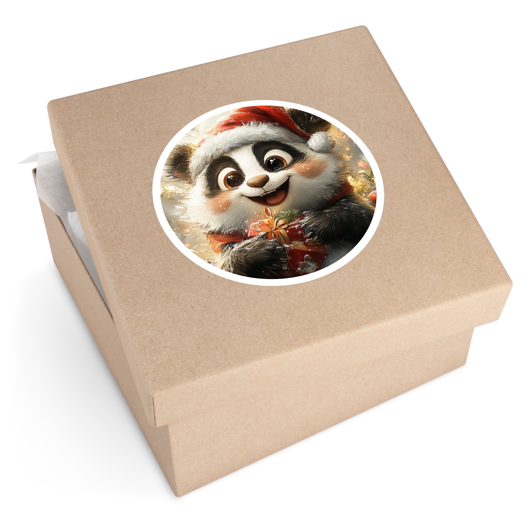 Christmas Panda Sticker, Cute Holiday Art, Festive Animal Design, Cheerful Gift