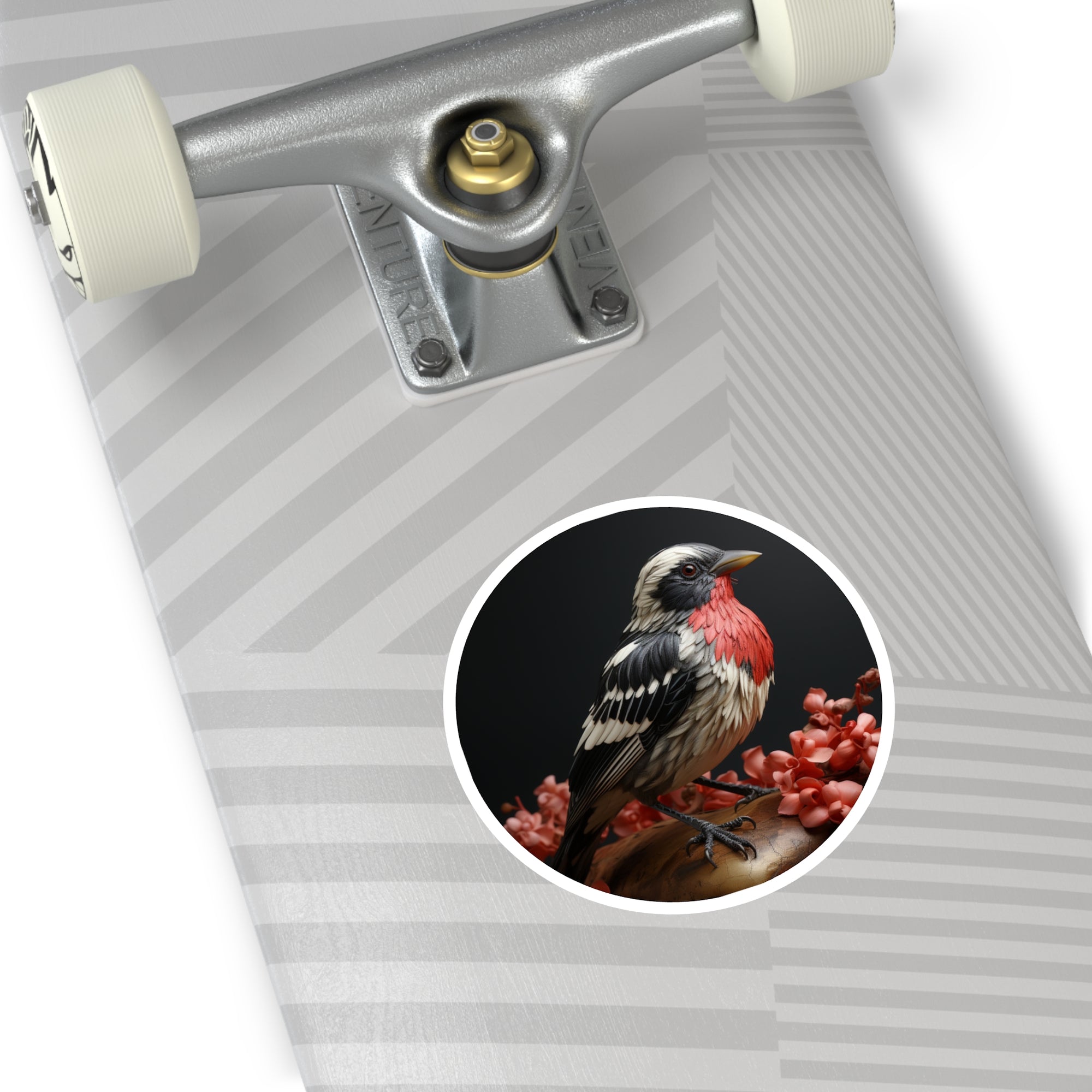 Rose-Breasted Grosbeak Sticker, Realistic Bird Art, Floral Nature Design, Elegant Gift