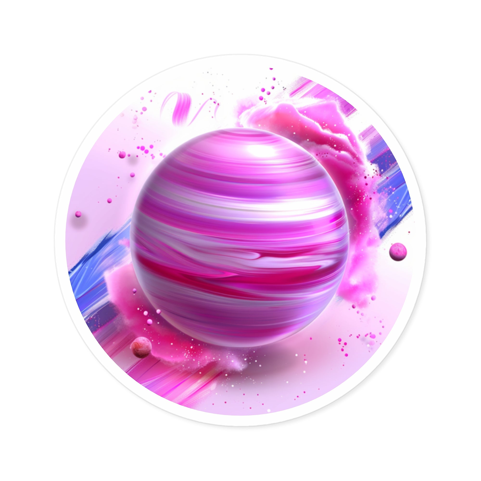Pink Cosmic Planet Sticker, Vibrant Space Art, Aesthetic Decor, Galaxy Gift
