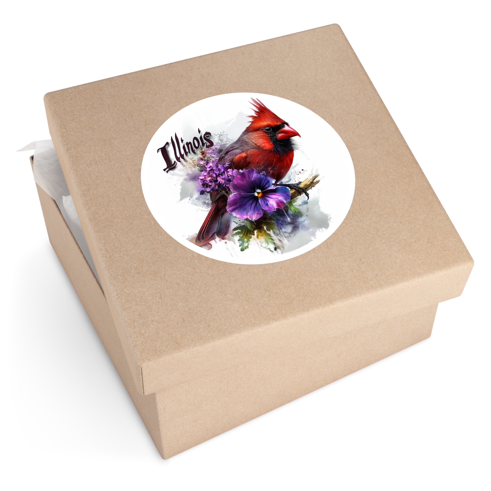 Illinois Cardinal, Violet Flower Sticker, State Pride Art, Nature Design