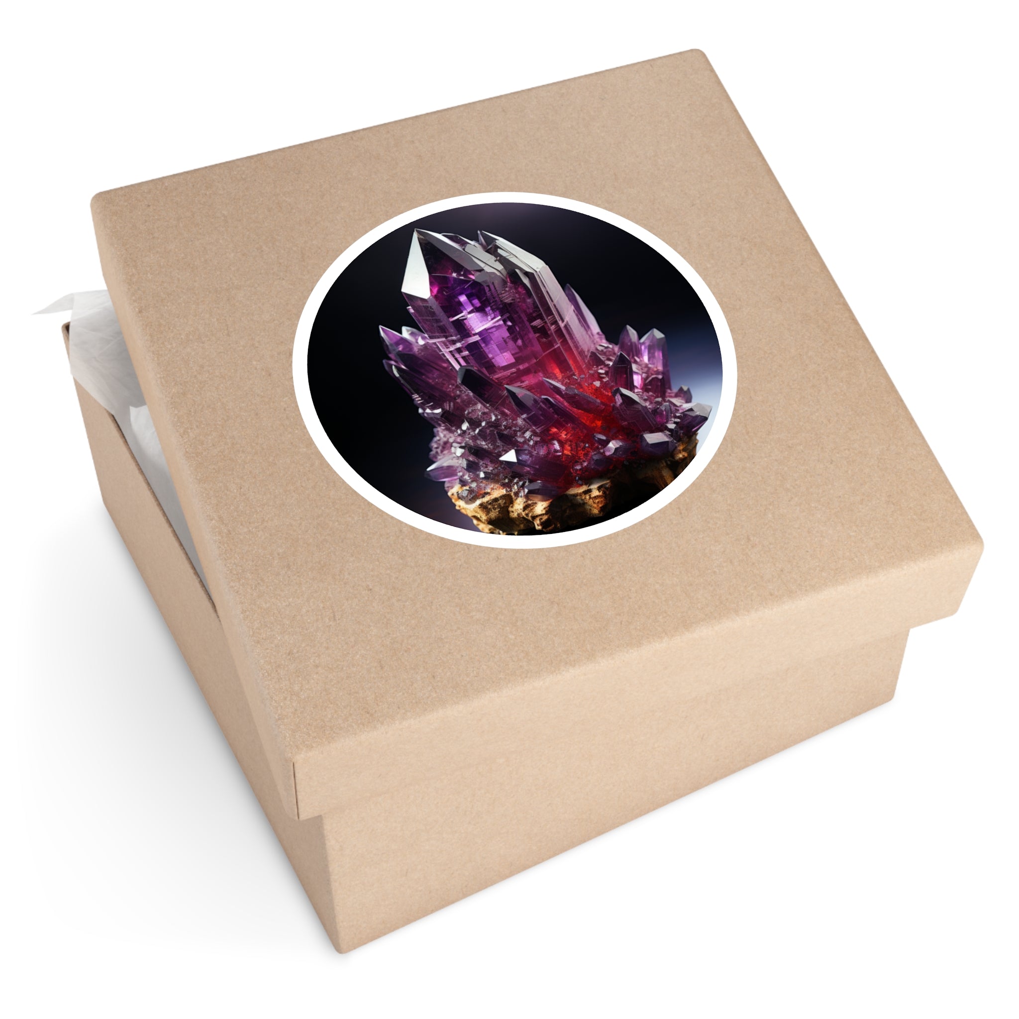 Amethyst Crystal Cluster, Realistic Gemstone Sticker, Gift for Crystal Lovers, Mystical Decor