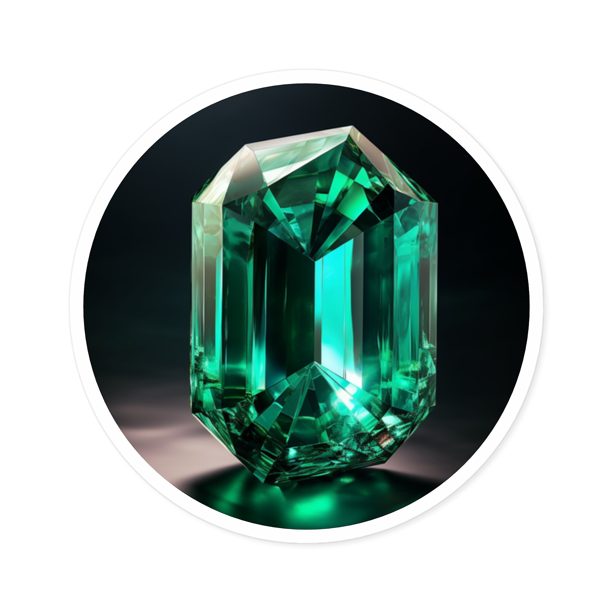 Emerald Gemstone, Realistic Gemstone Sticker, Green Crystal Design, Elegant Nature Art