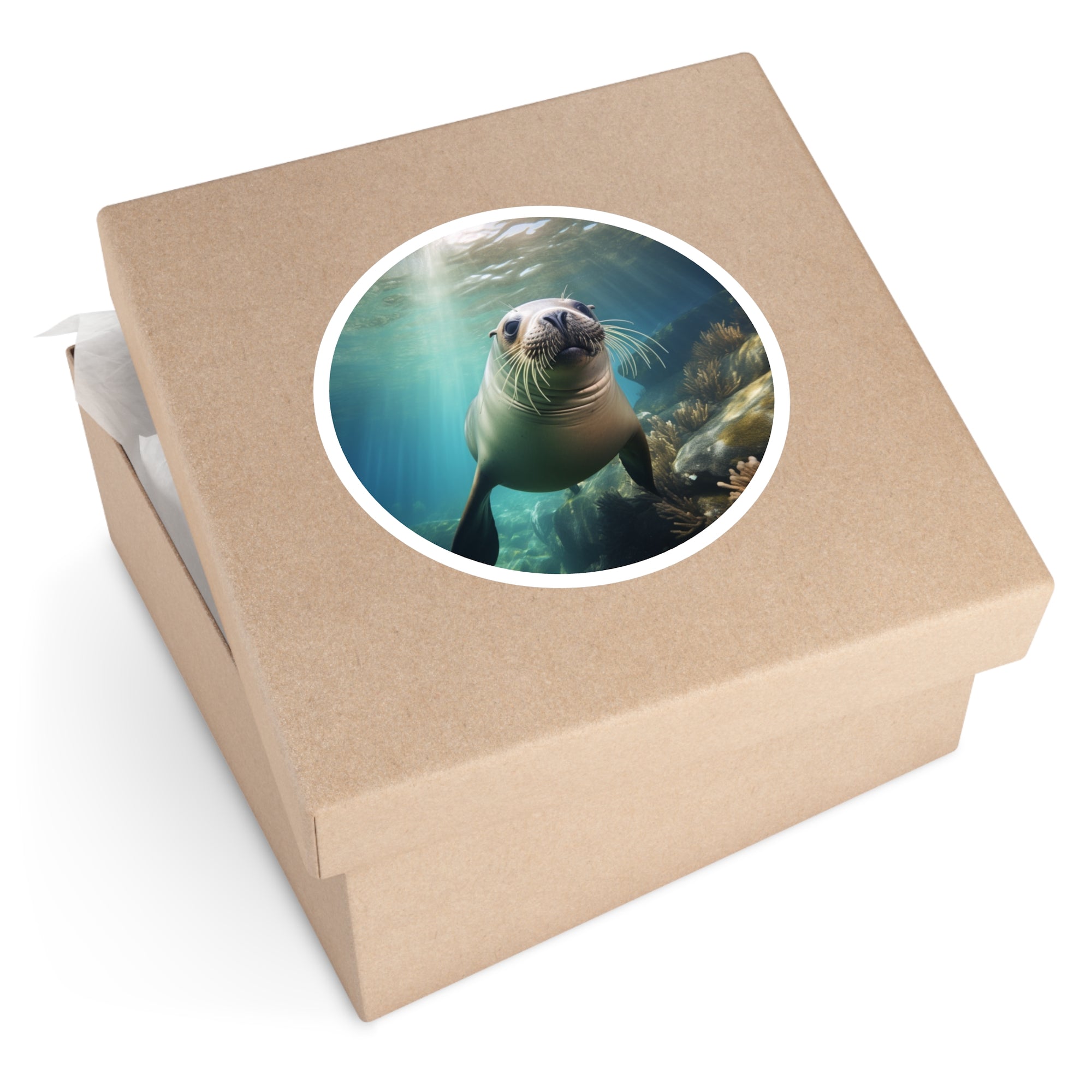 Sea Lion Underwater, Ocean Animal Sticker, Marine Life Art, Beach Gift