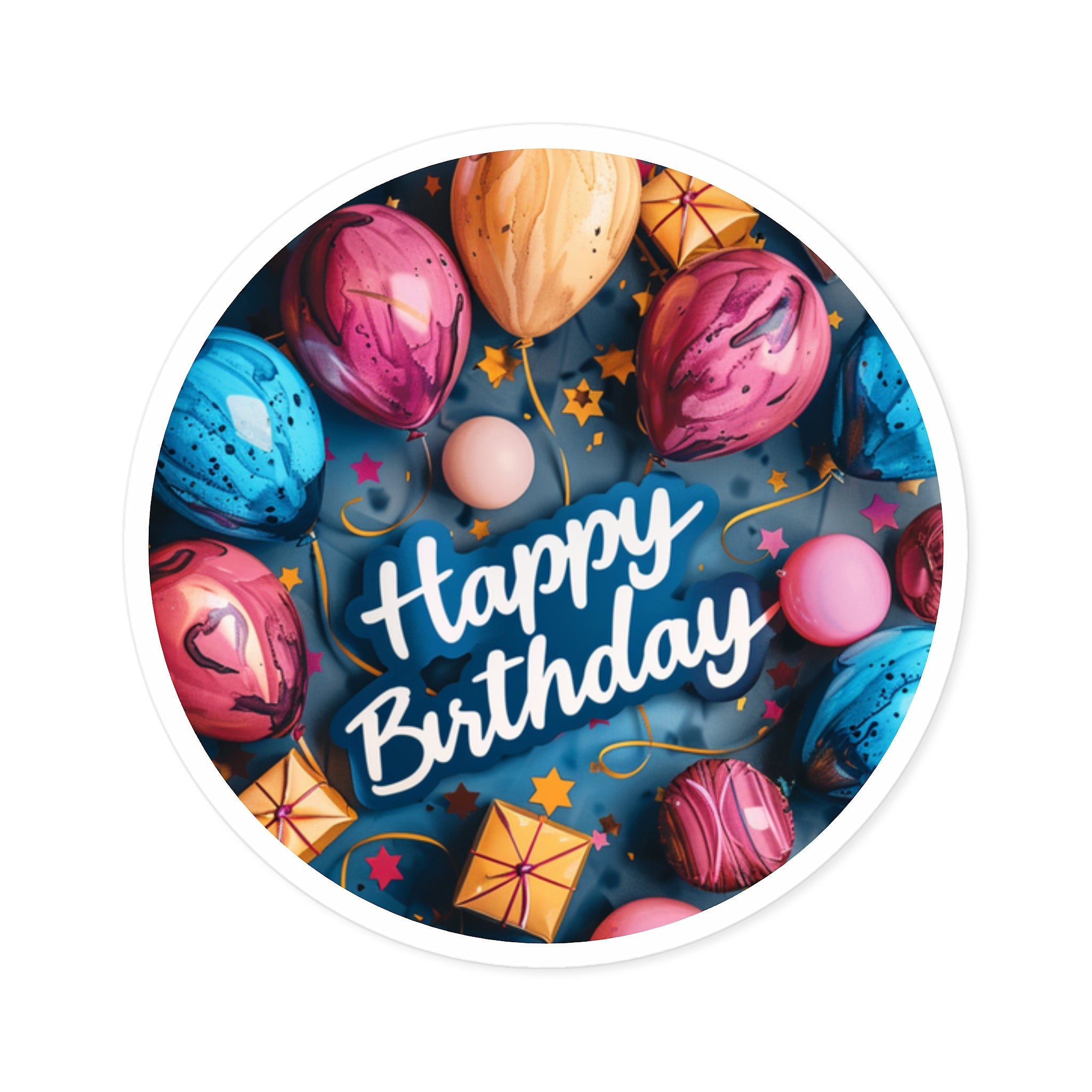 Happy Birthday Balloons Sticker, Celebration Art, Colorful Party Design, Festive Gift