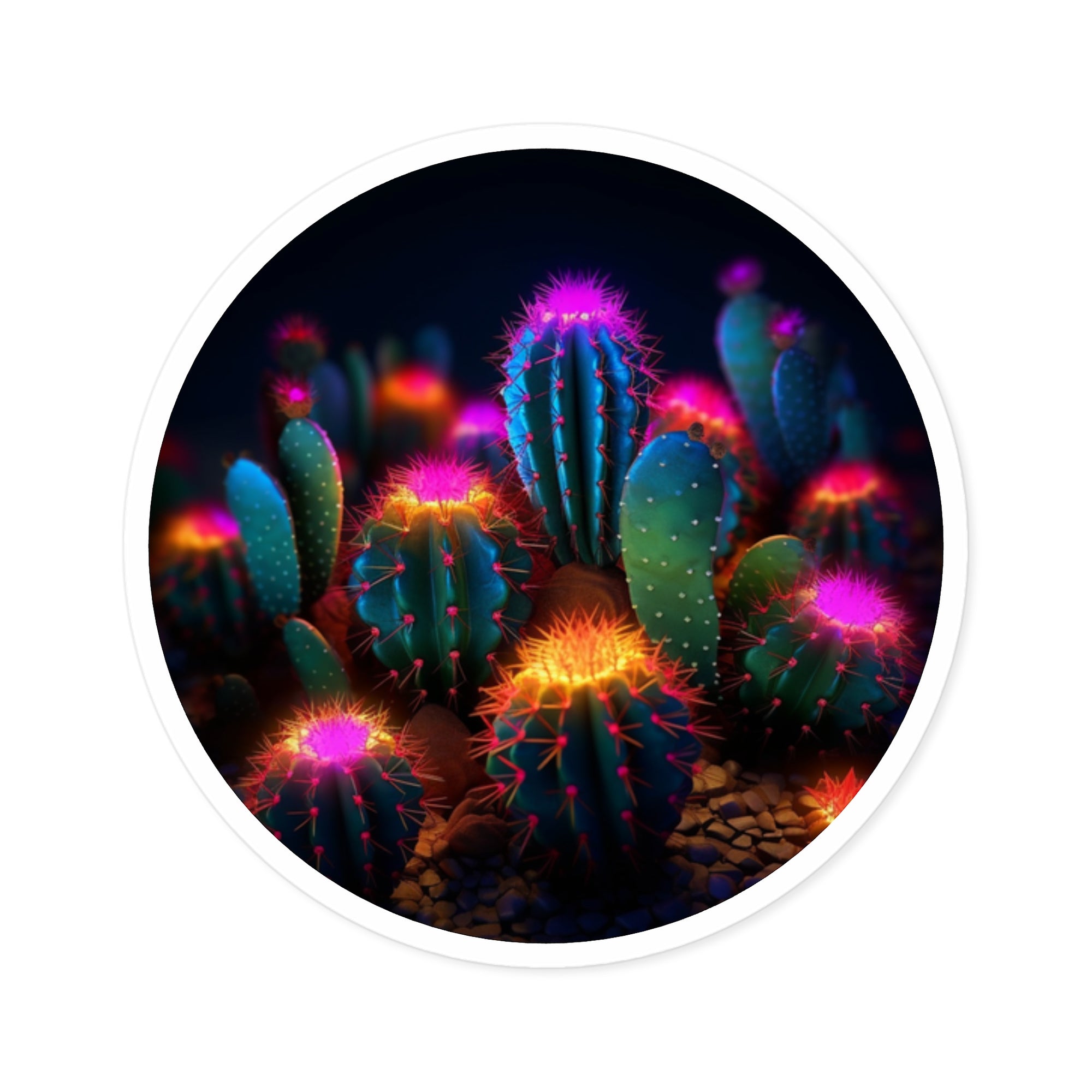 Desert Cactus Scene, Artistic Sticker, Nature Decor, Creative Gift