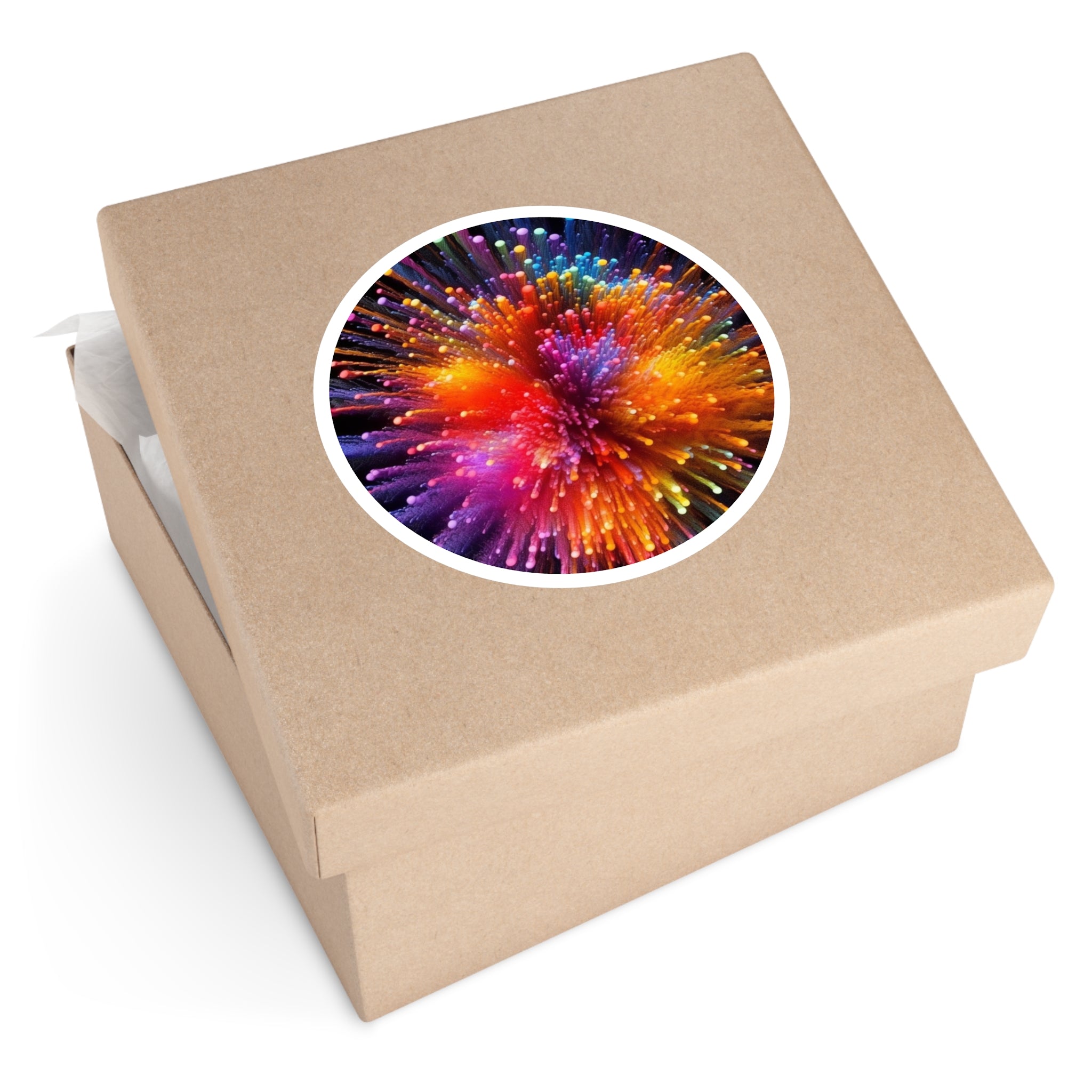 Rainbow Splash Fireworks Sticker, Psychedelic Design, Vivid Explosion Art, Trippy Style