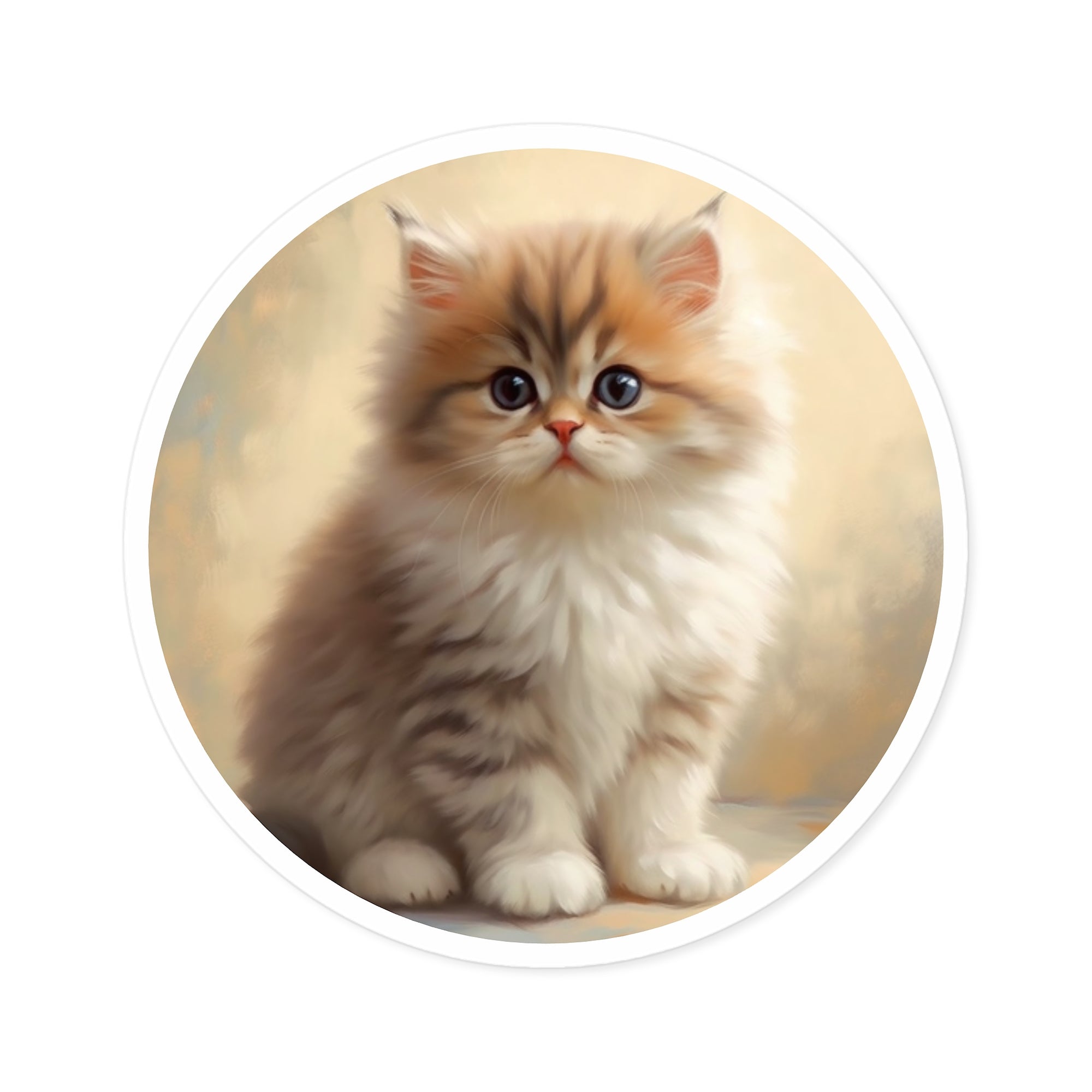 Persian Kitten Portrait, Photorealistic Sticker, Cat Lovers, Soft Aesthetic