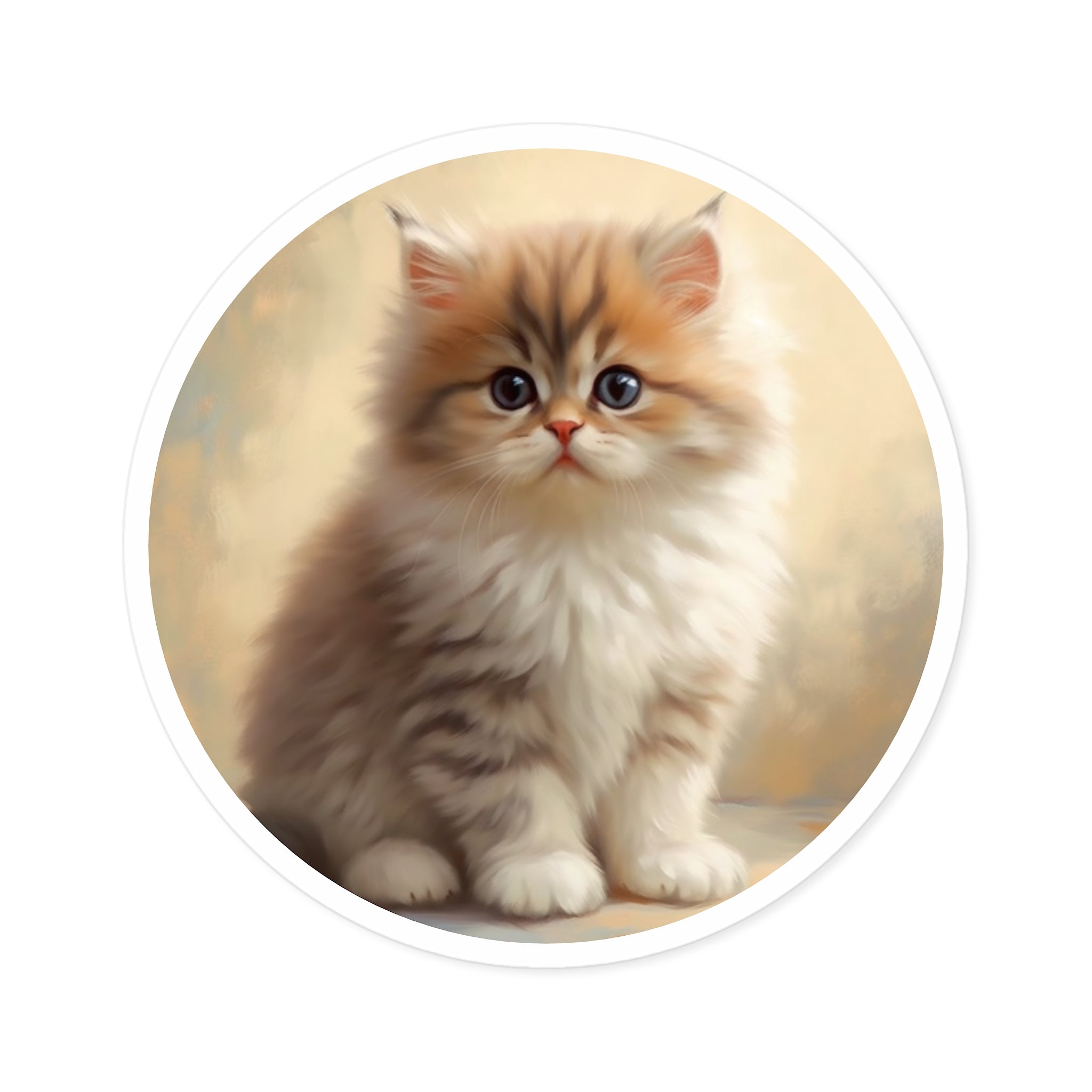 Persian Kitten Portrait, Photorealistic Sticker, Cat Lovers, Soft Aesthetic