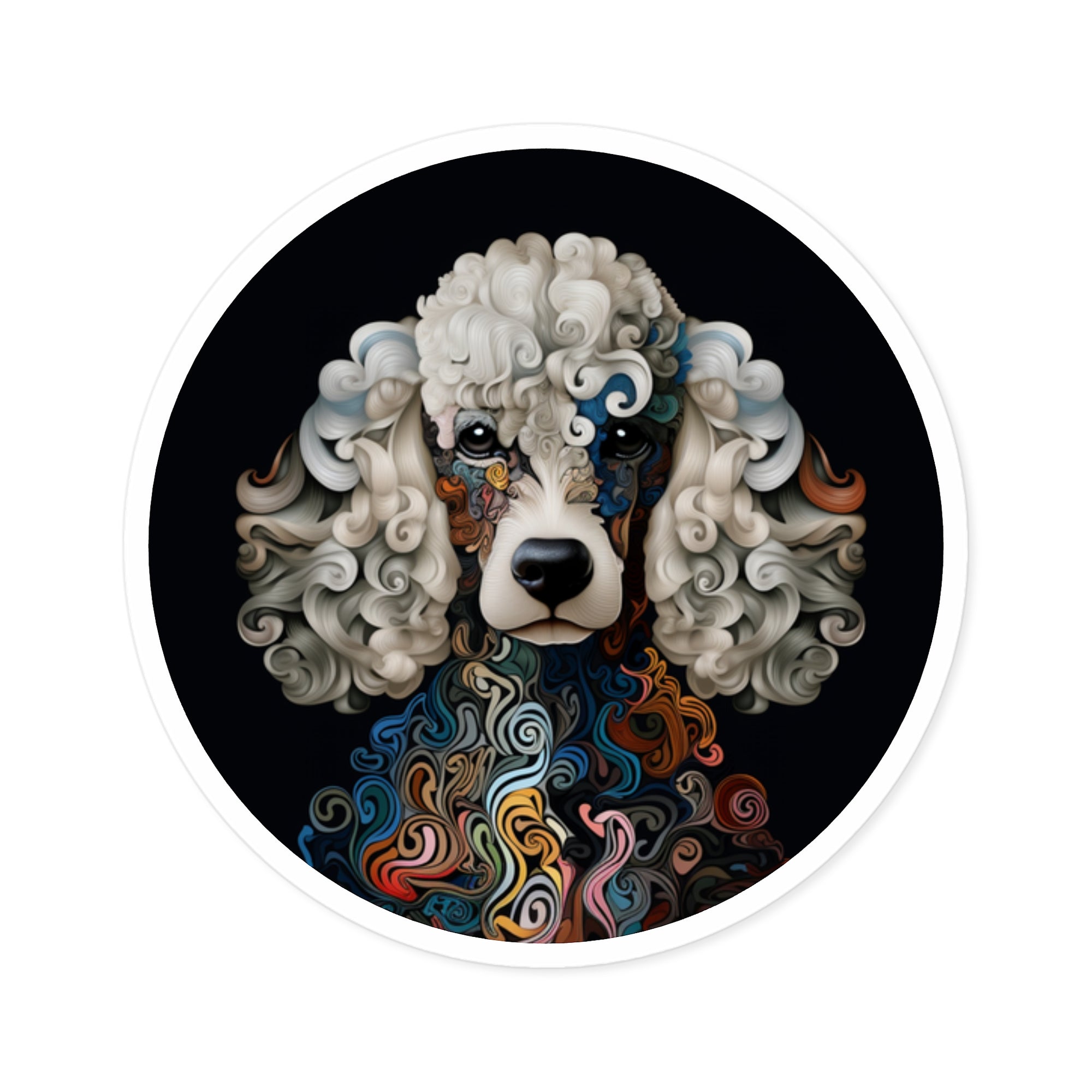 Color Swirl Poodle Sticker, Artistic Dog Design, Abstract Pet Art, Unique Gift