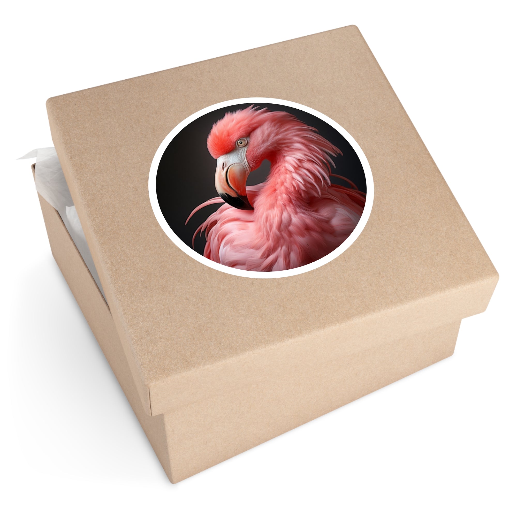Flamingo Sticker, Pink Feather Detail, Tropical Realism, Vibrant Art Gift