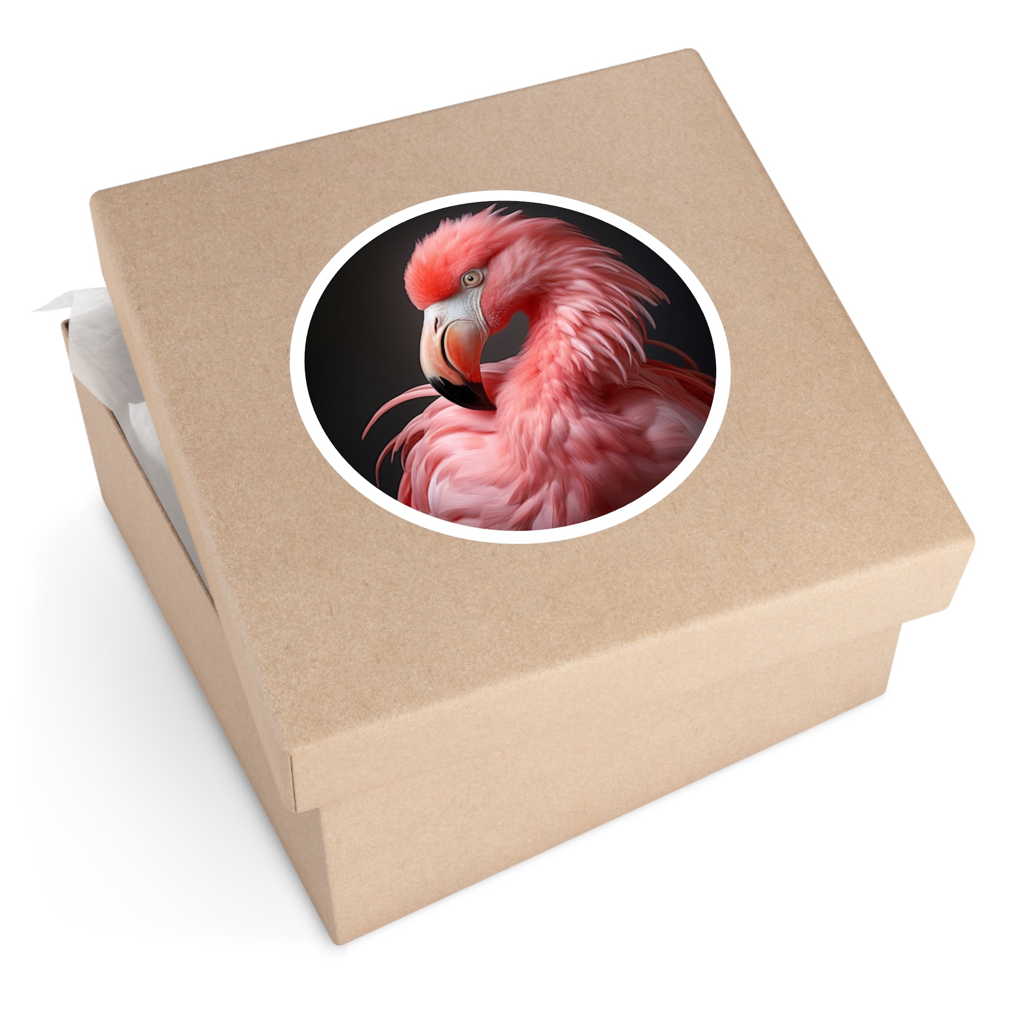 Flamingo Sticker, Pink Feather Detail, Tropical Realism, Vibrant Art Gift