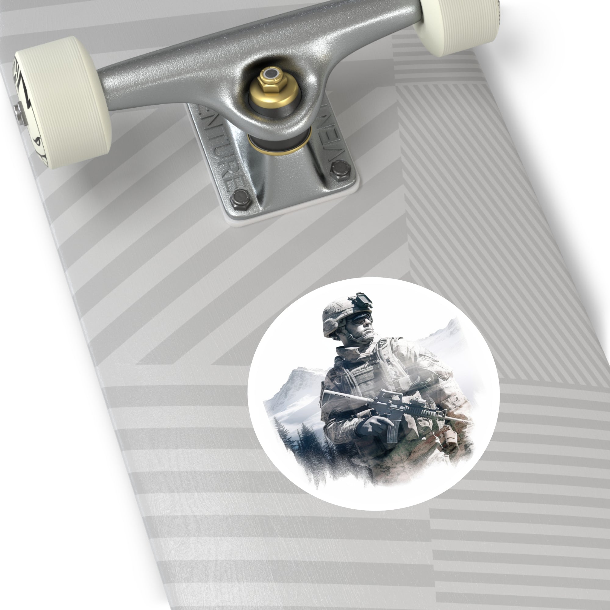 Soldier Mountain Sticker, Double Exposure Art, Hero Theme, Patriotic Gift