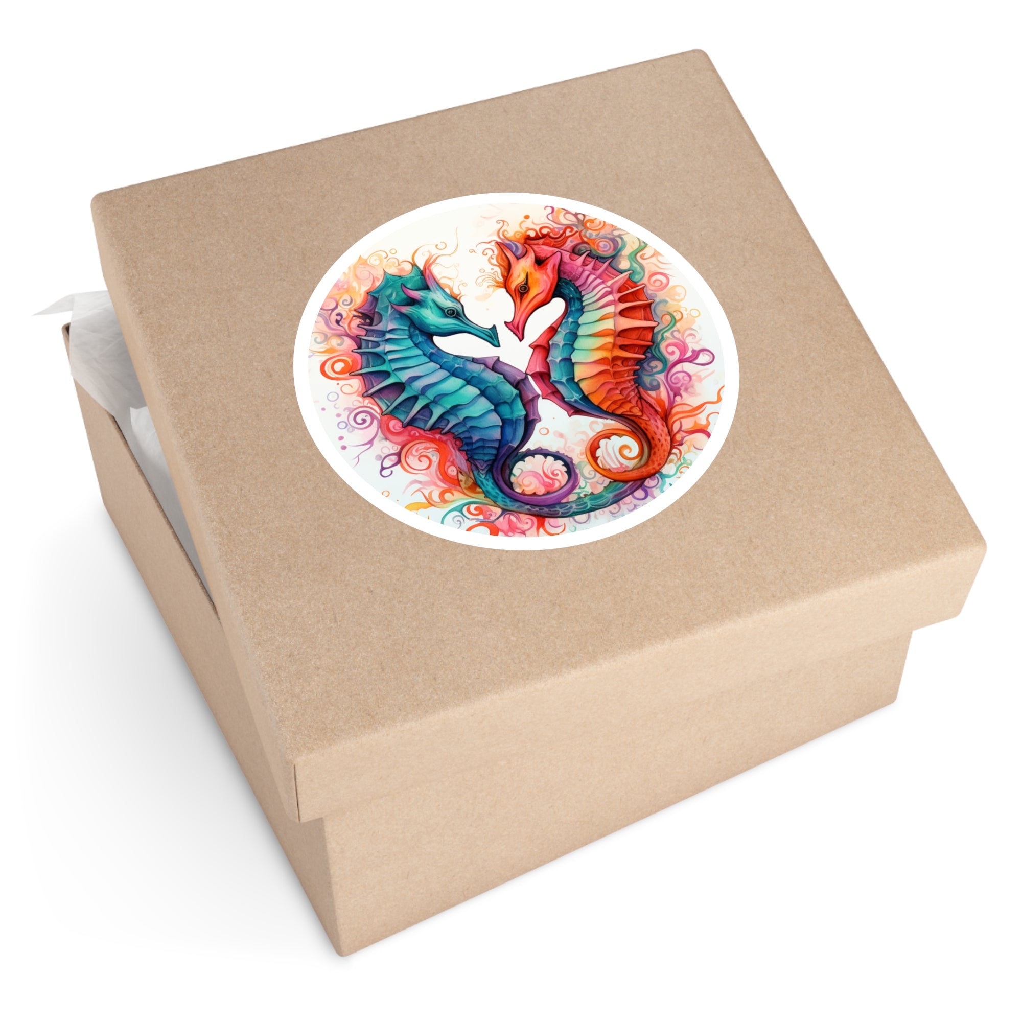 Seahorses Sticker, Colorful Art, Ocean Theme, Friendship Gift