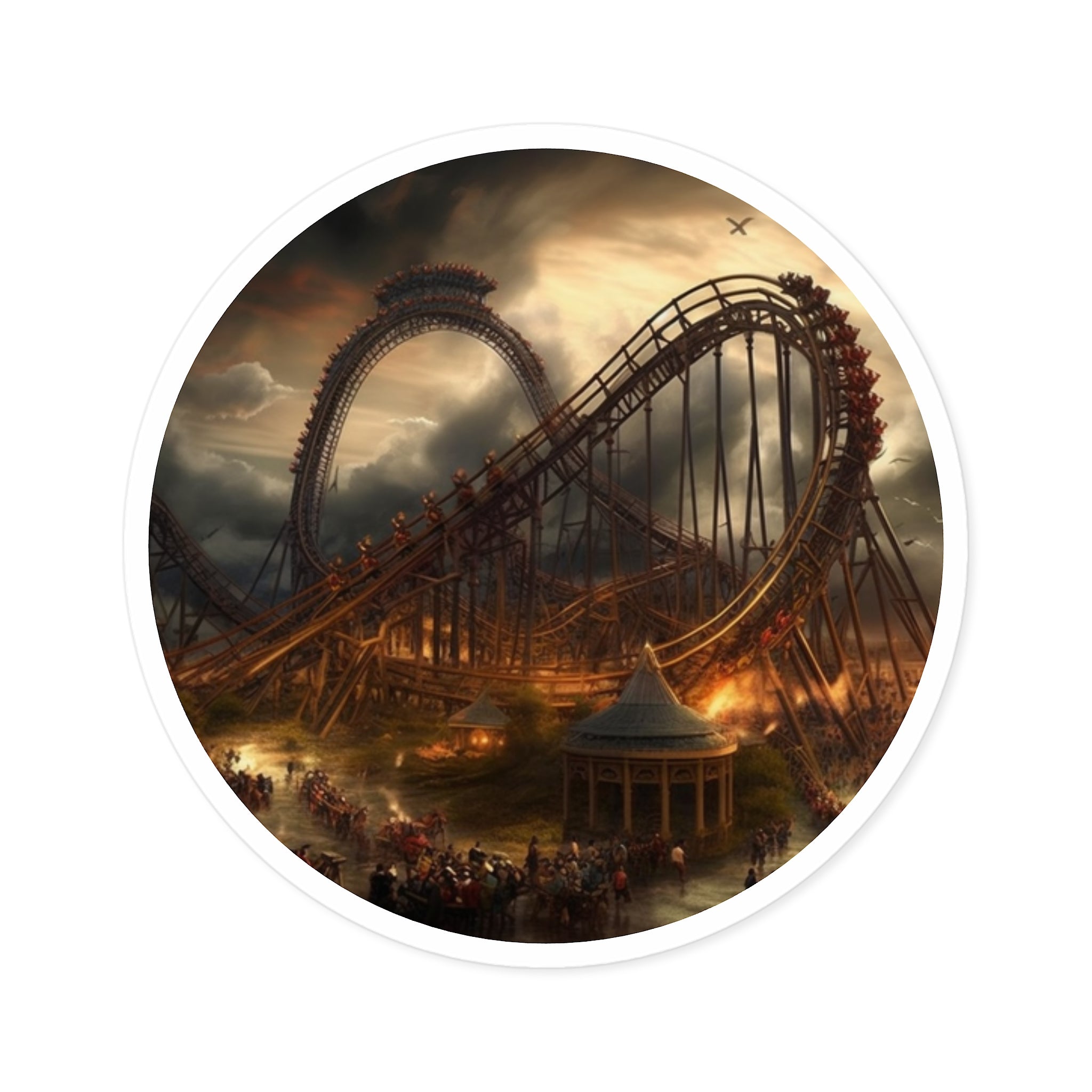 Roller Coaster at Sunset Scene Sticker